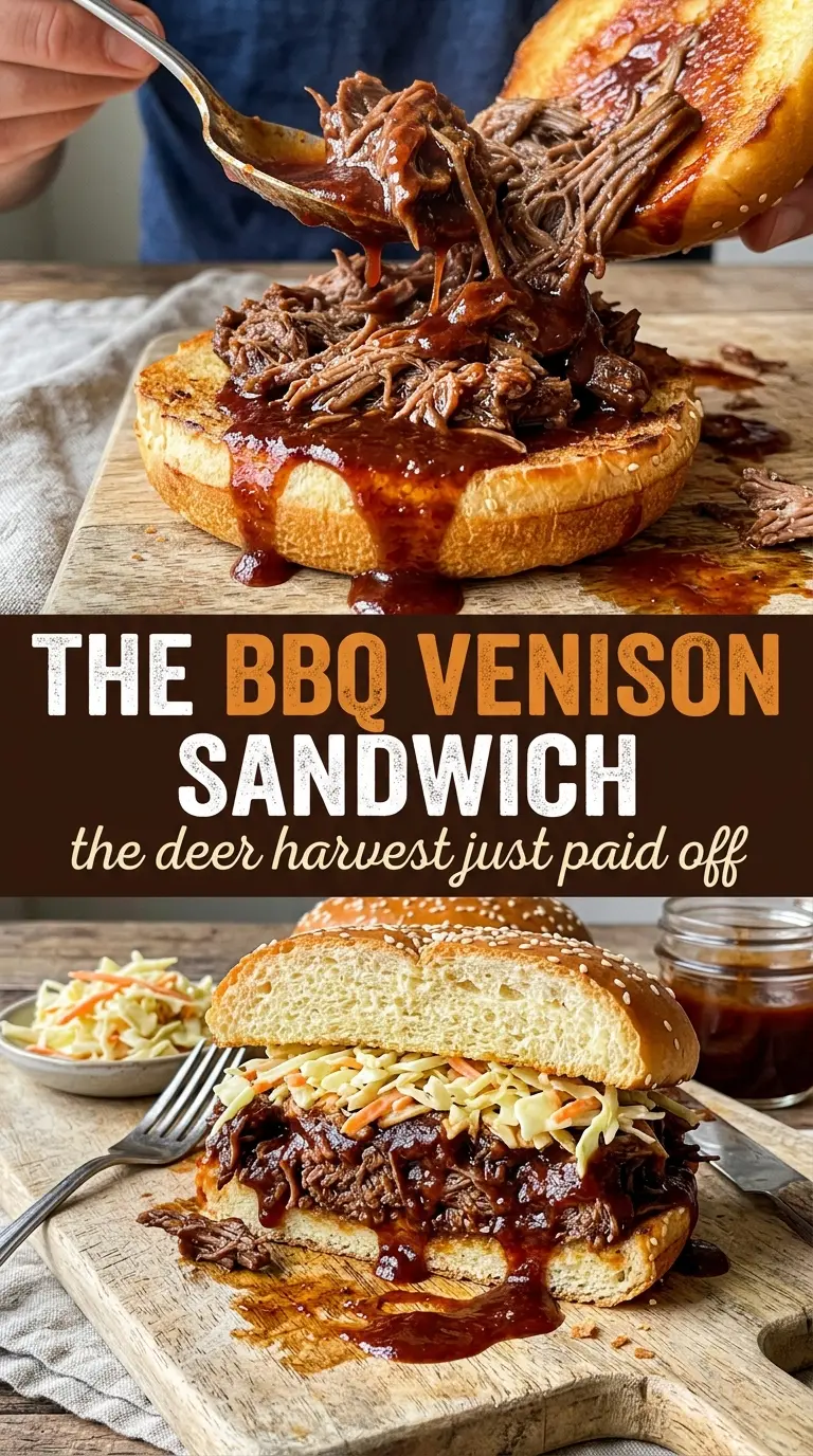 BBQ Venison Sandwich pulled venison smoky saucy