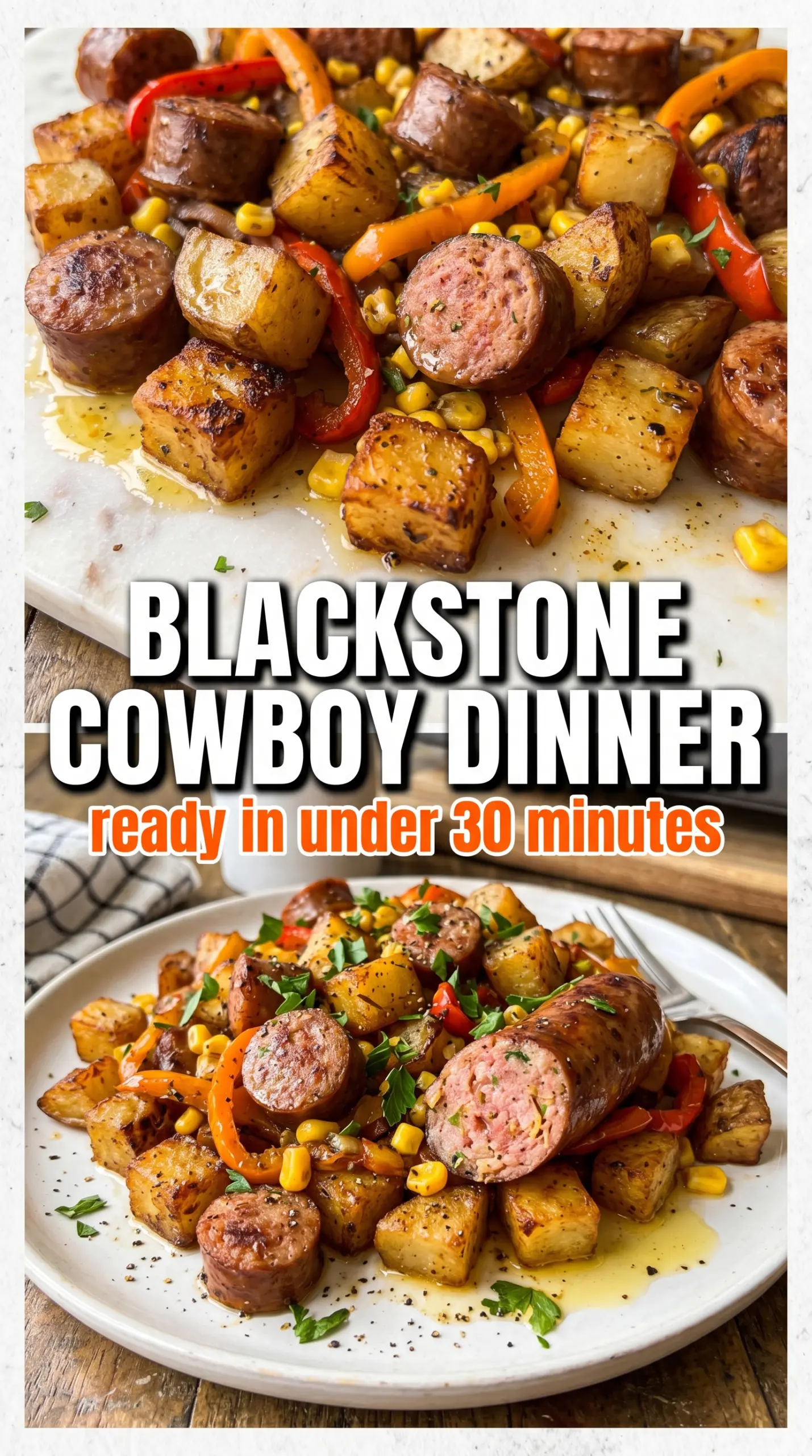 Blackstone Cowboy Stir Fry steak peppers onions corn