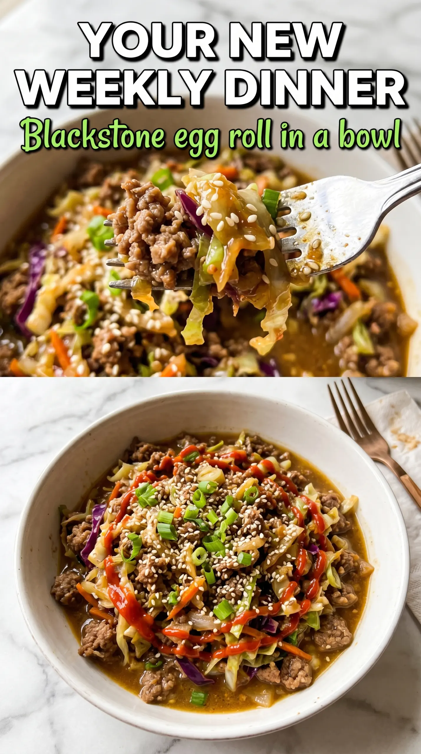 Blackstone Egg Roll in a Bowl colorful cabbage pork sesame