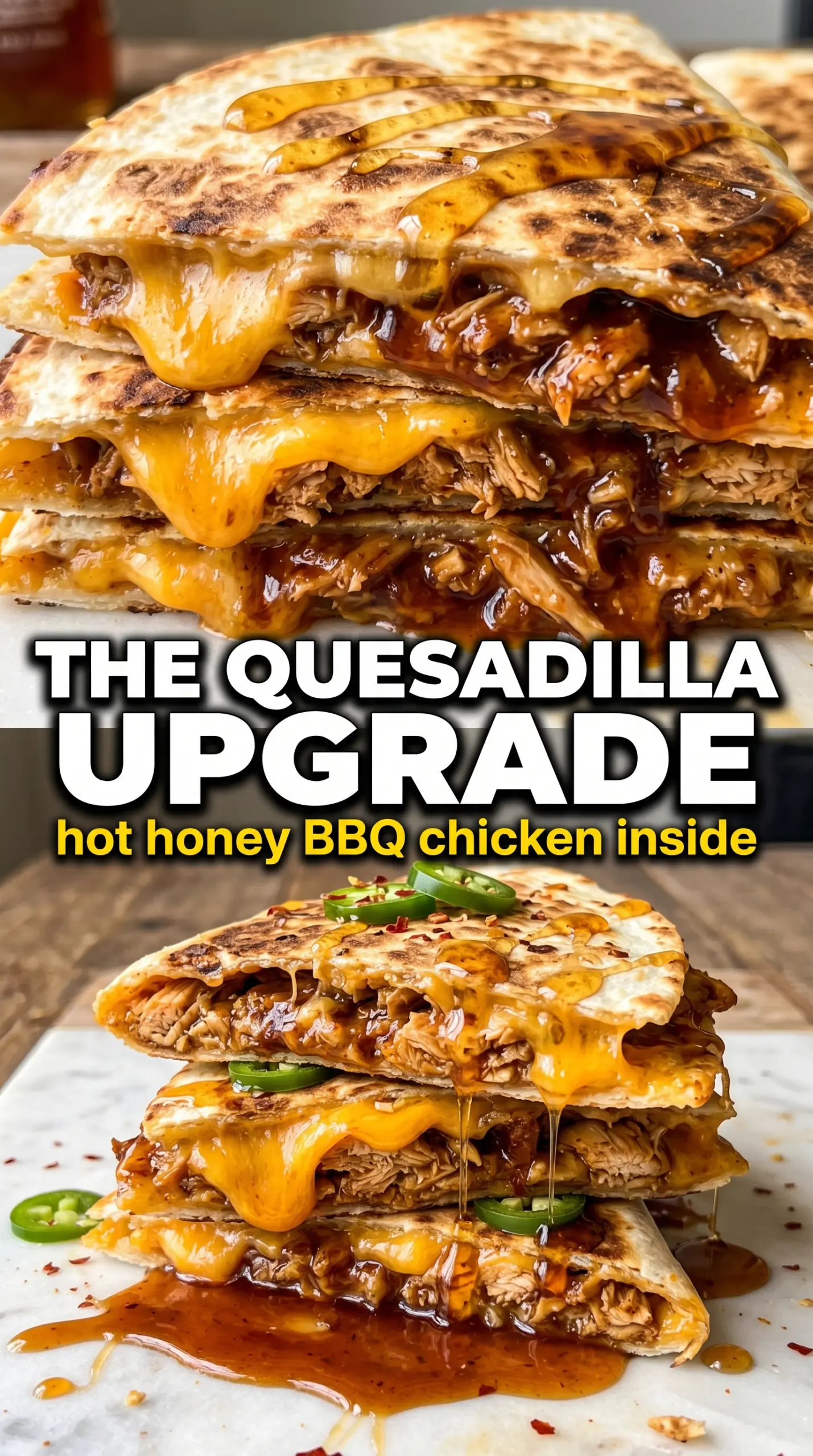 Blackstone Hot Honey BBQ Chicken Quesadillas cheesy spicy-sweet