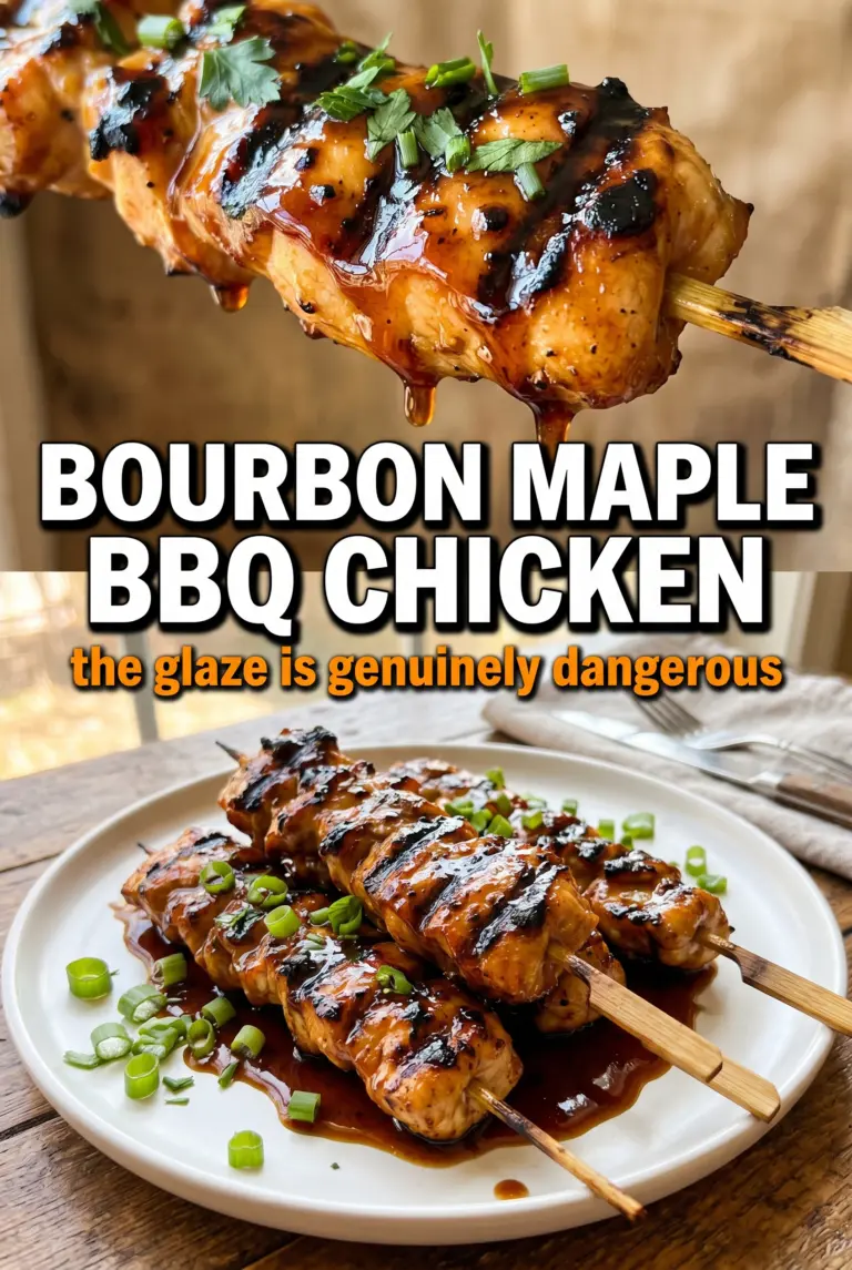 Bourbon Maple BBQ Chicken Skewers