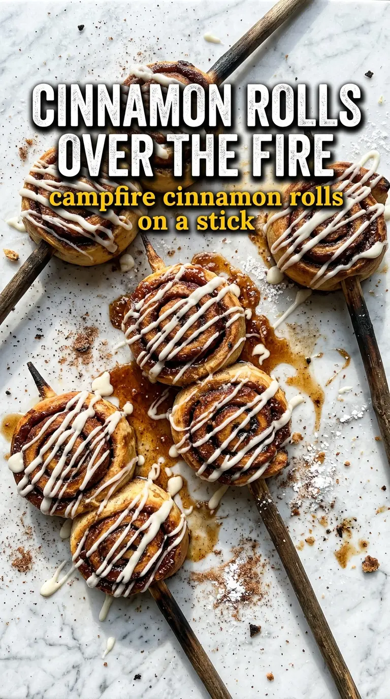 campfire cinnamon rolls on a stick golden spiral