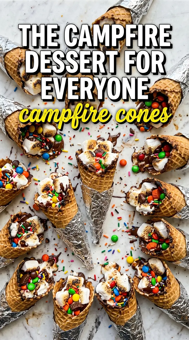 Campfire Cones melted chocolate marshmallow fruit