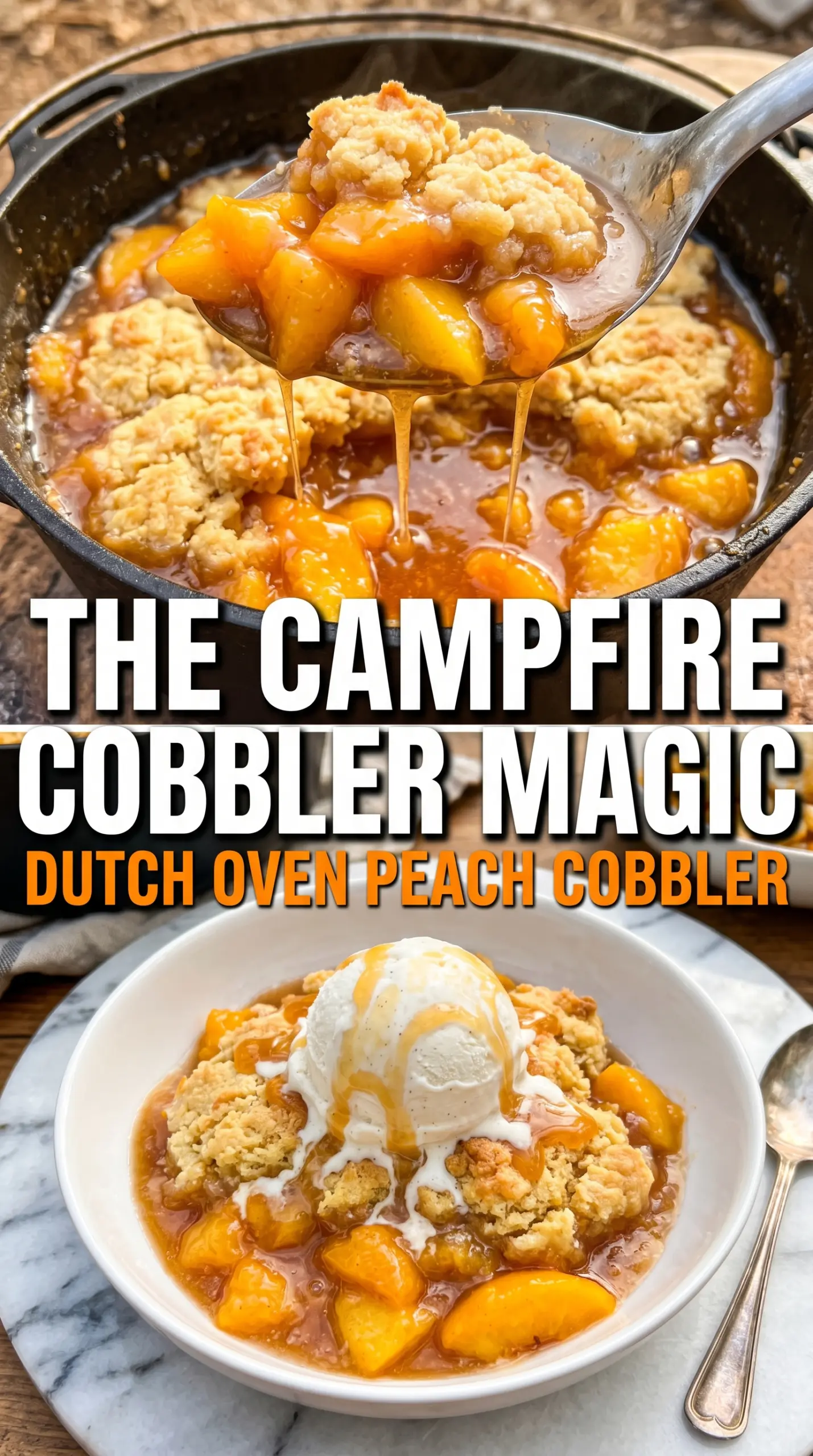 Dutch oven peach cobbler golden bubbly