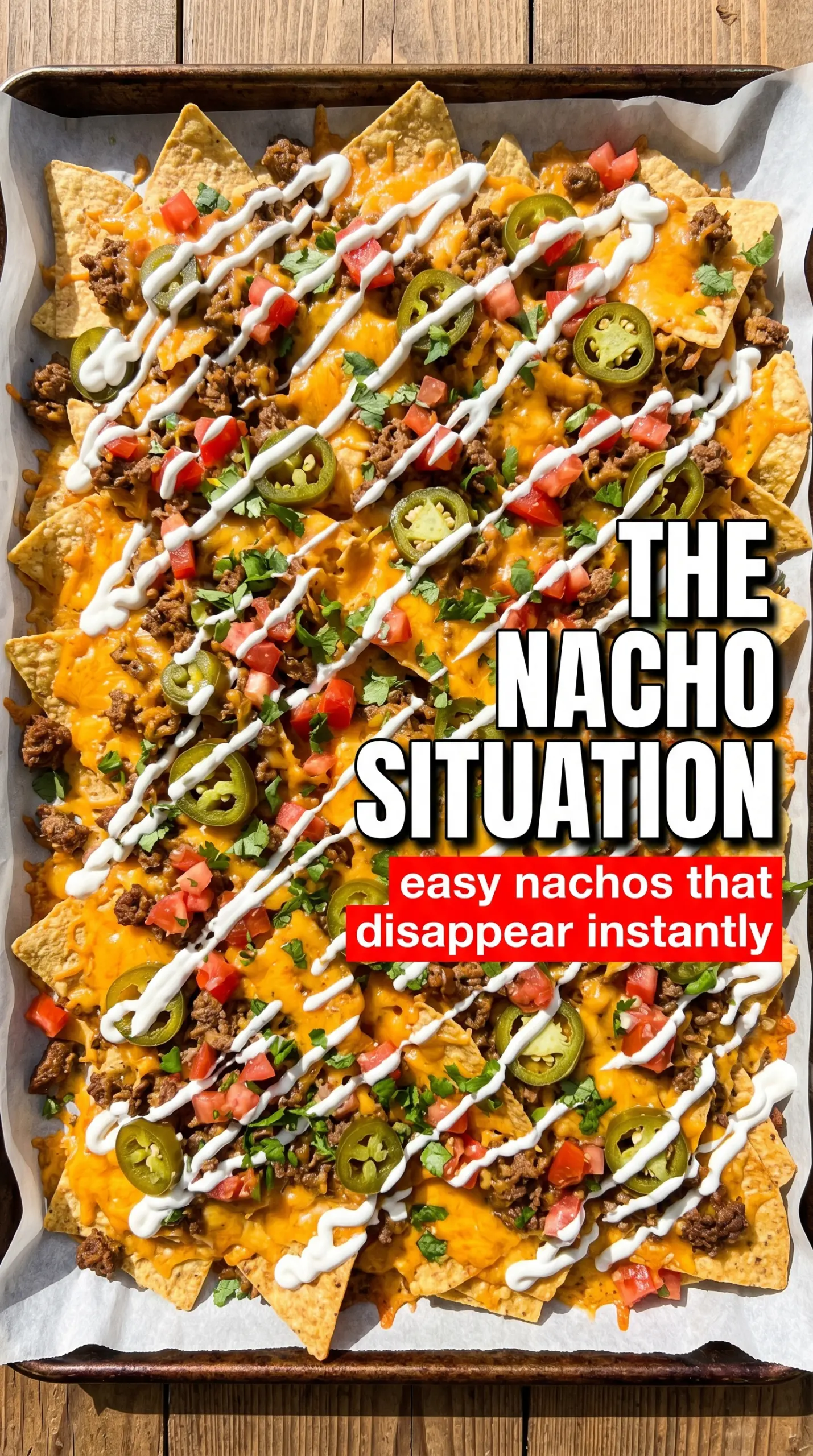 Easy Nachos layered cheesy party food