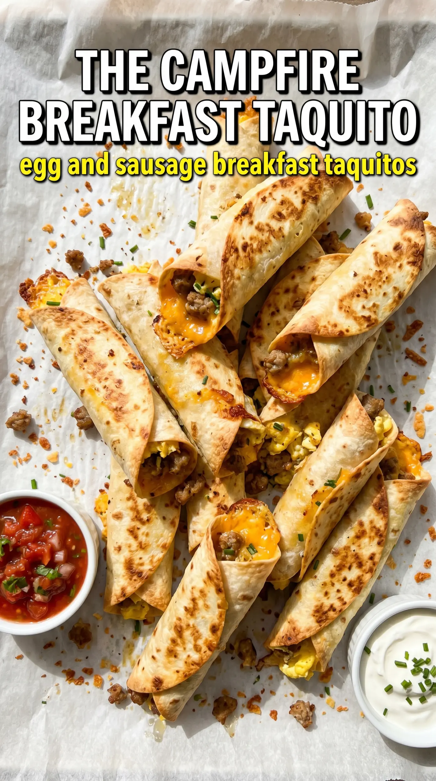 Egg and Sausage Breakfast Taquitos crispy cheesy golden