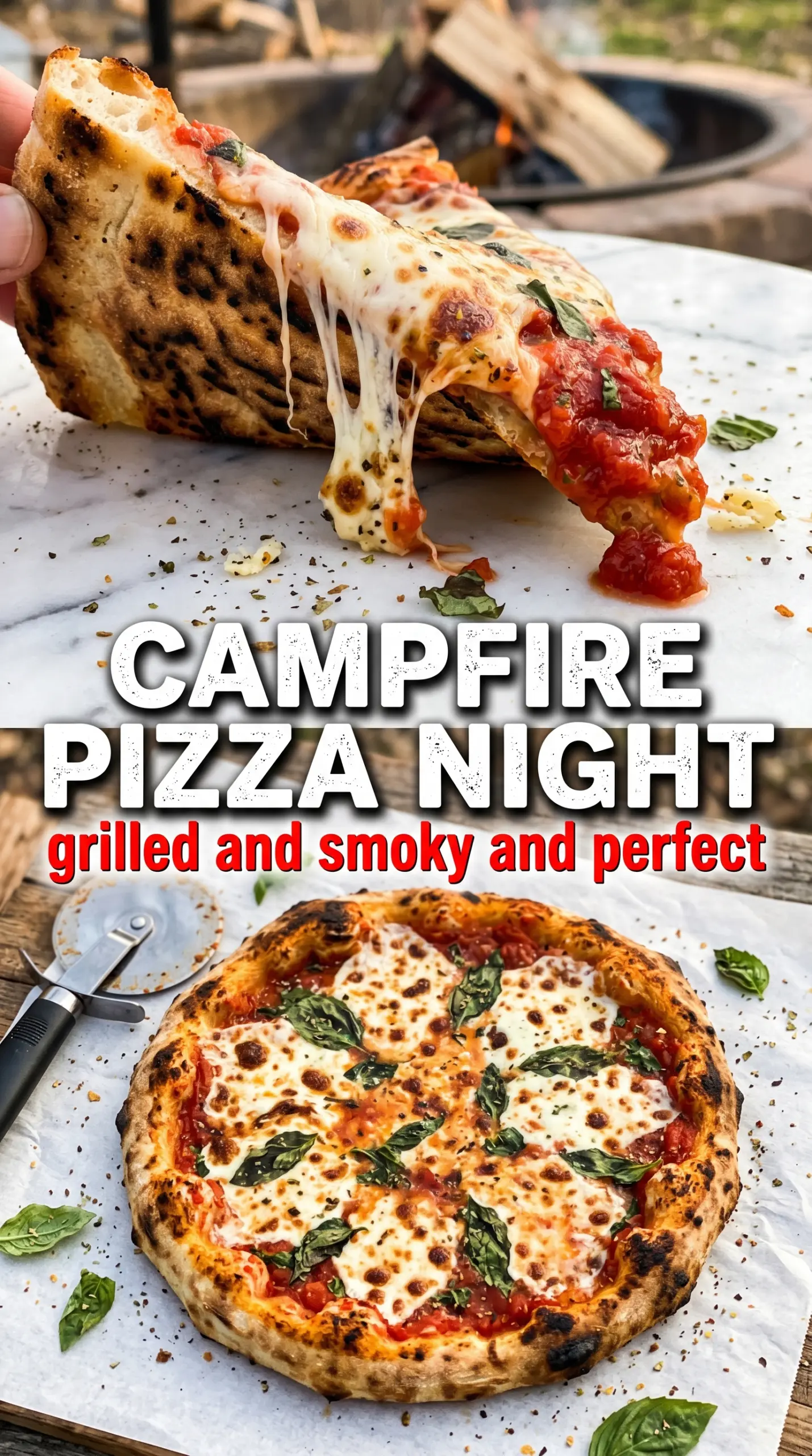 Grilled Campfire Pizza charred cheesy