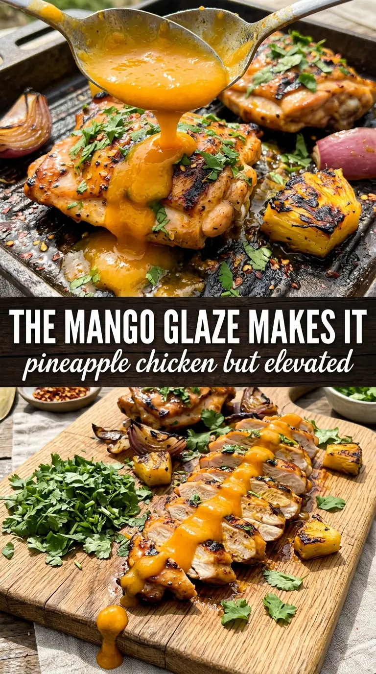 Grilled Mango Pineapple Chicken tropical glaze caramelized fruit
