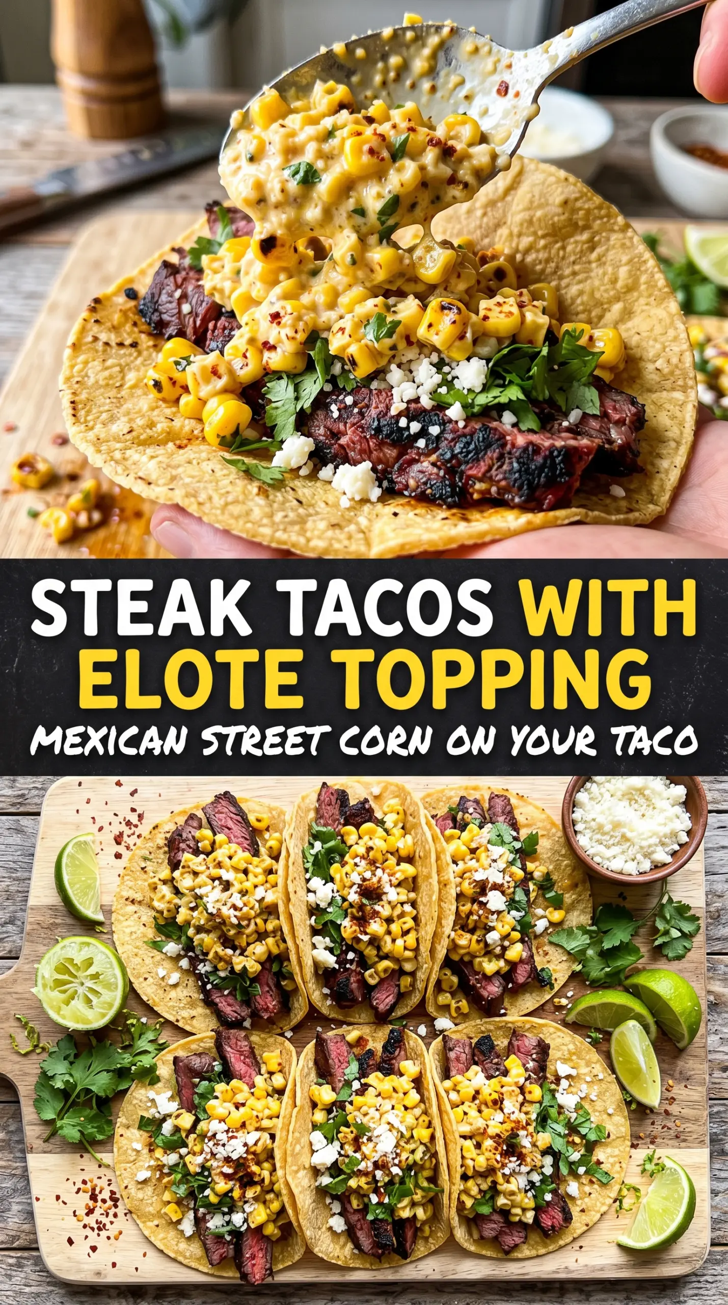 Grilled Steak Elote Tacos smoky creamy