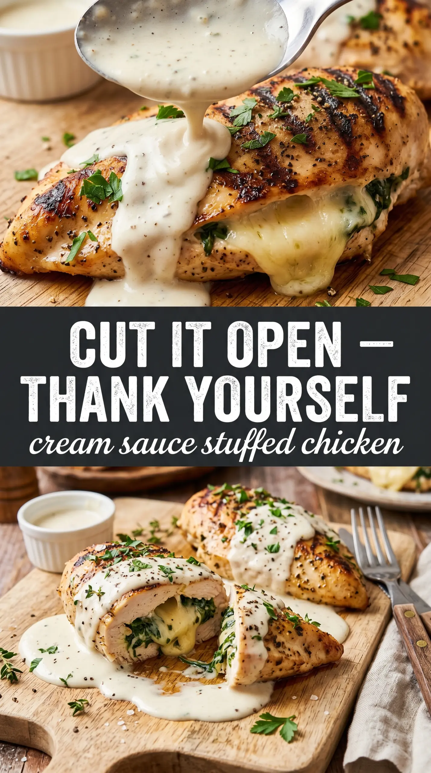Grilled Stuffed Chicken with Cream Sauce stuffed chicken creamy grilled