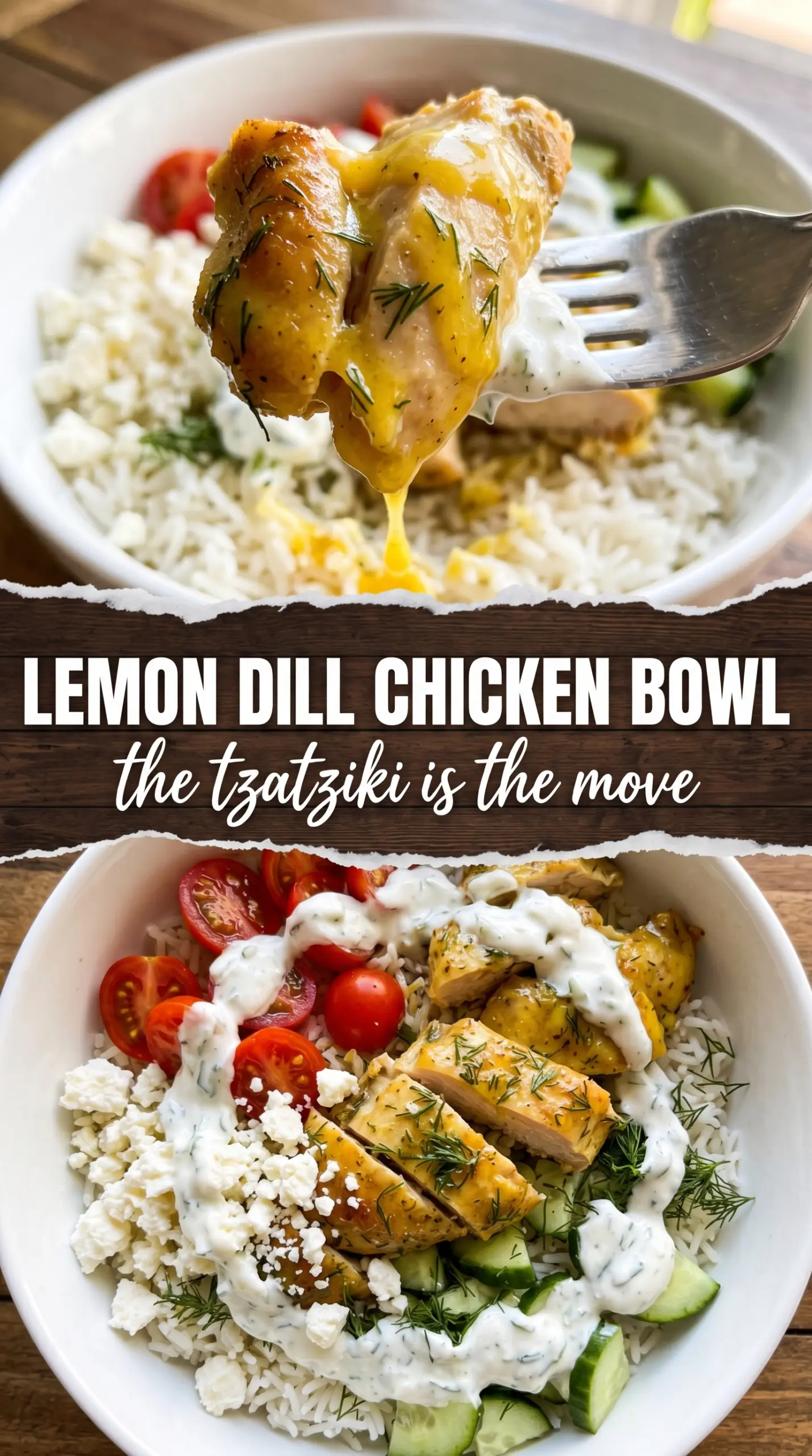 Mediterranean Lemon-Dill Chicken Bowls colorful fresh