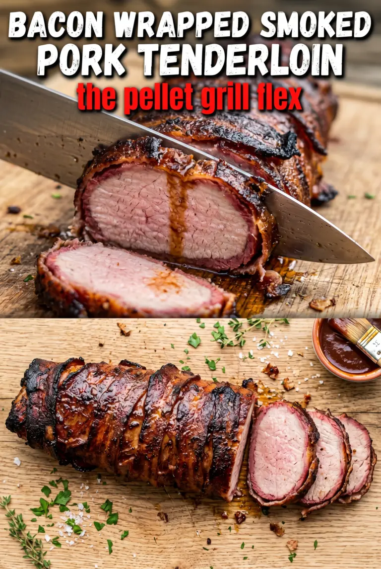 Pellet Grill Smoked Bacon Wrapped Pork Tenderloin