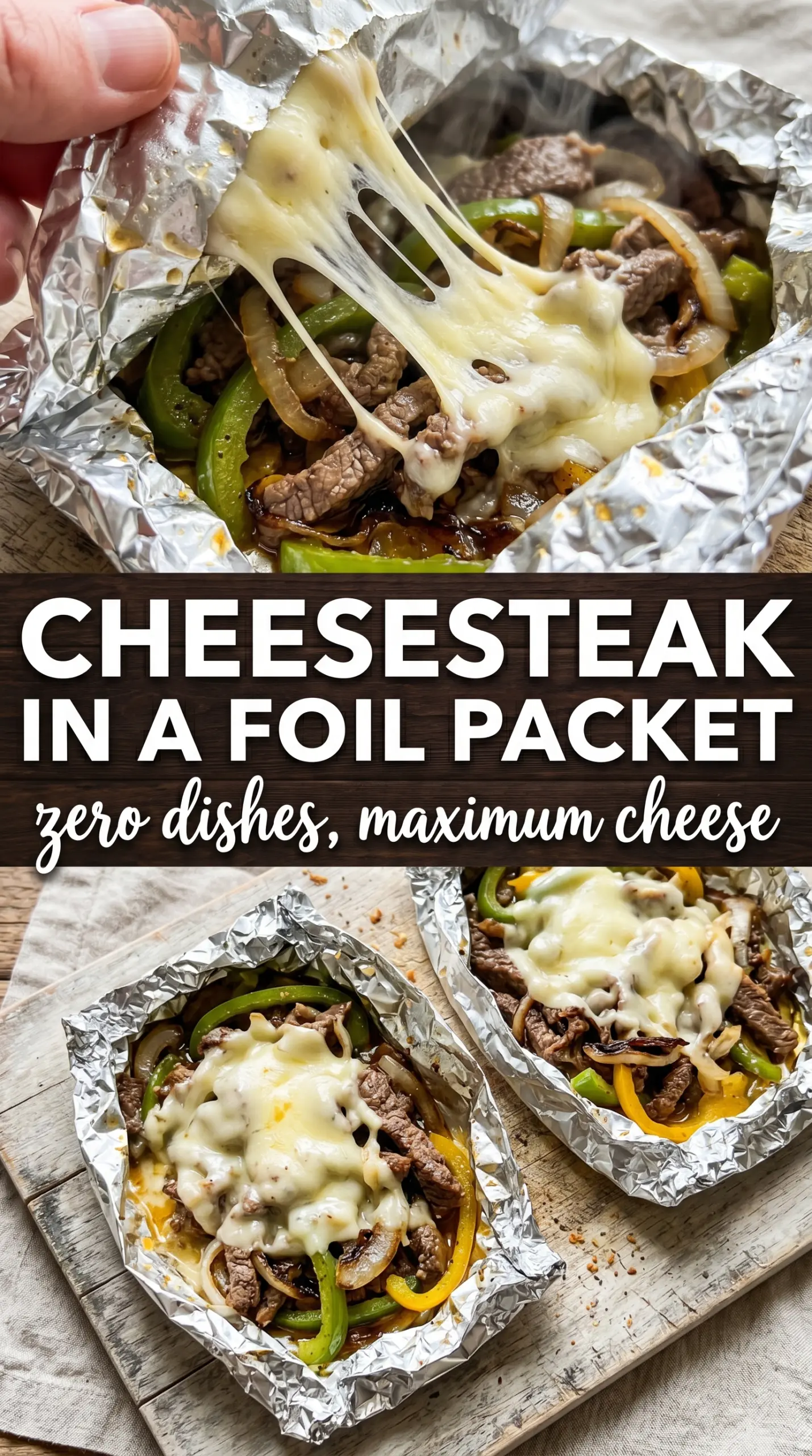 Philly cheese steak foil packet dinners melty savory grilled