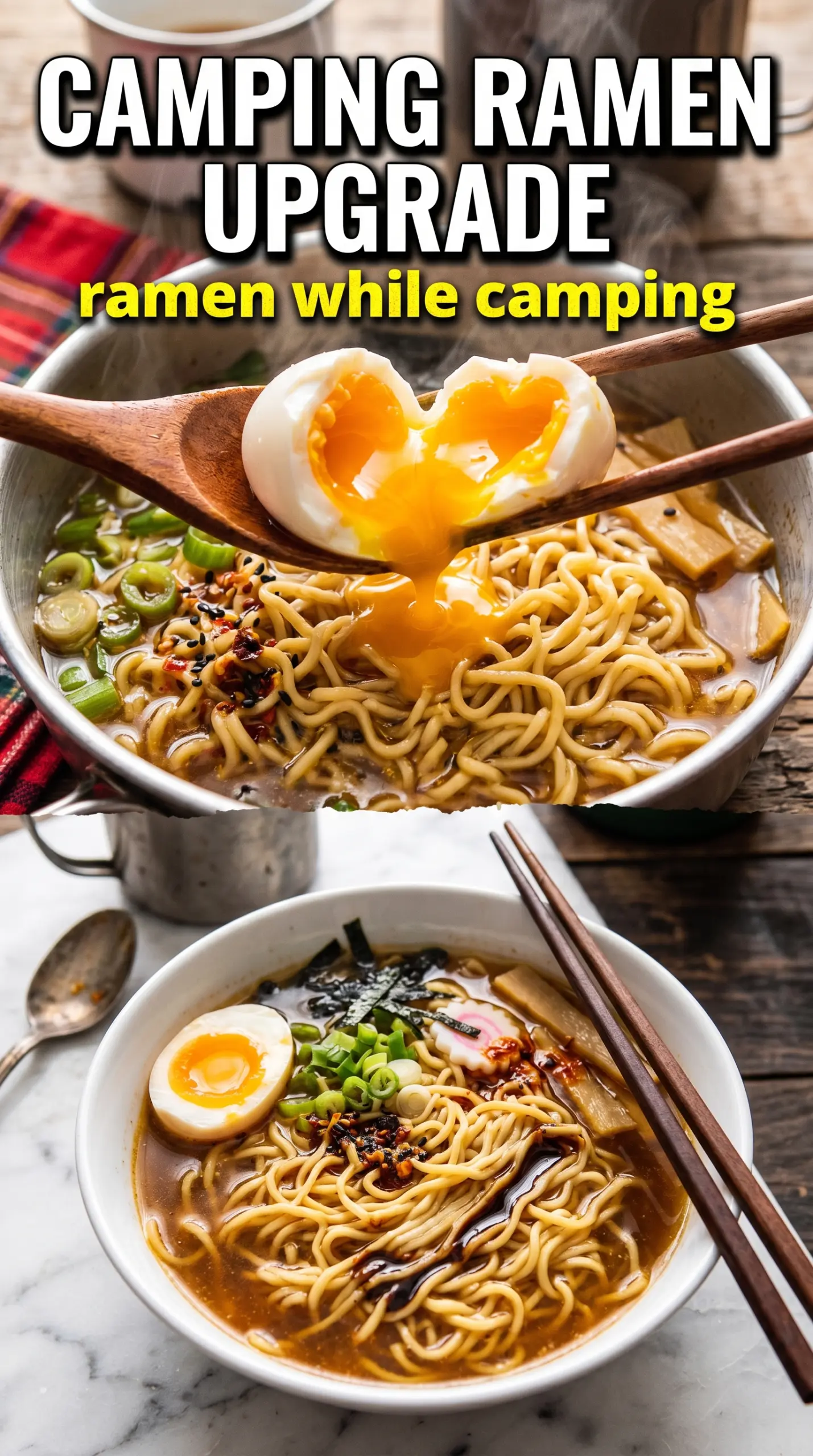 Ramen While Camping steaming, campfire, one-pot