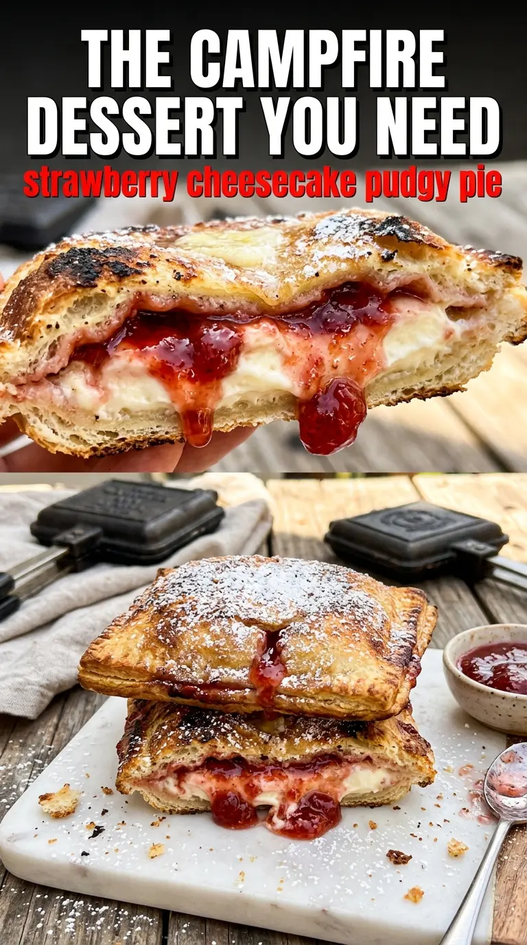 Strawberry Cheesecake Pudgy Pie golden toasted creamy