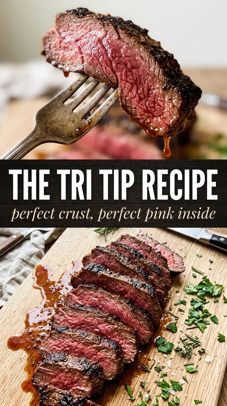Tri-Tip Grilled or Oven-Roasted seasoned beef crusty exterior pink center