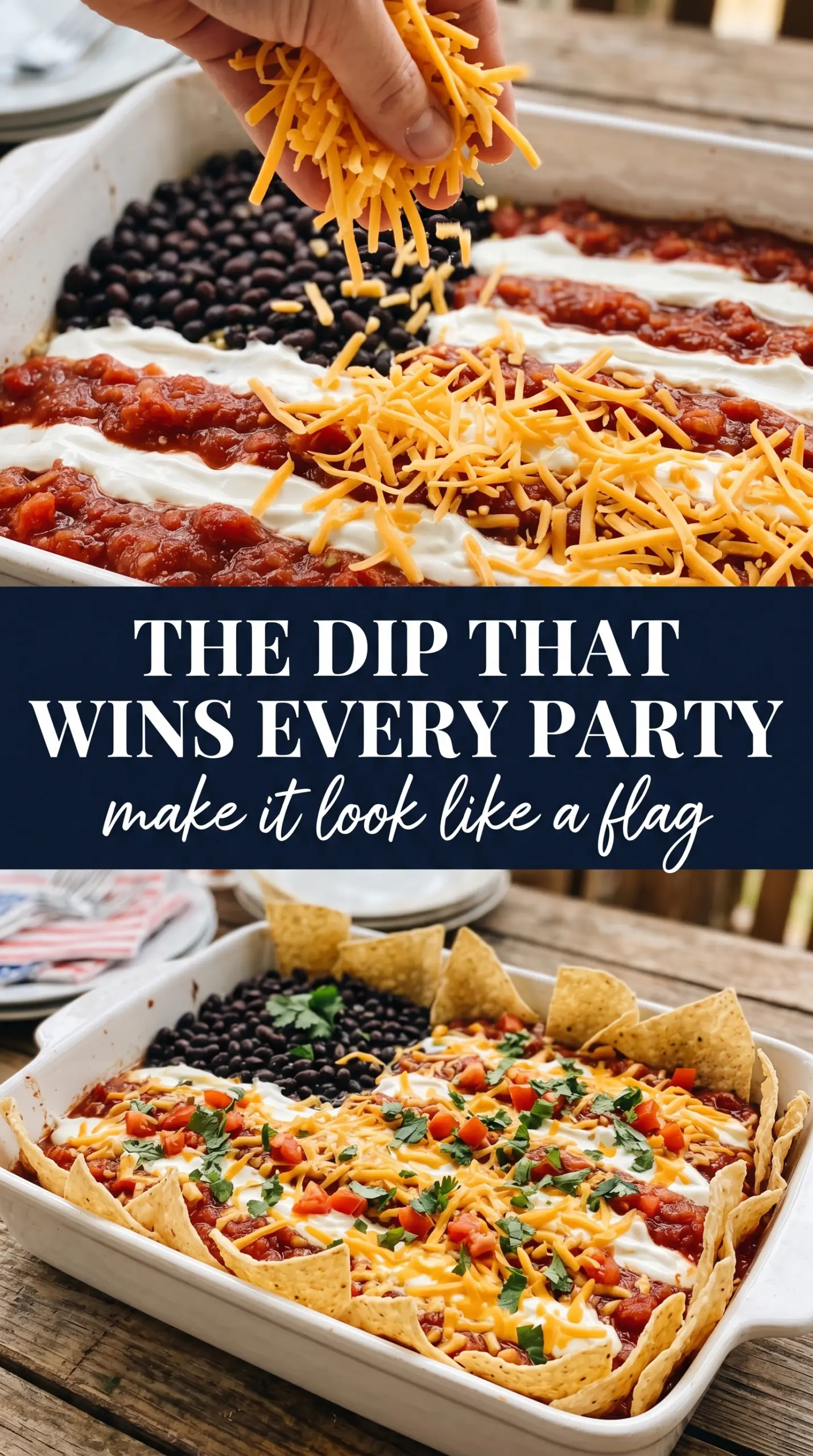 American Flag Taco Dip patriotic layered taco dip