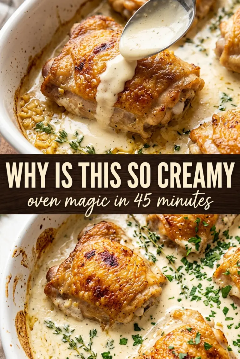 Creamy Oven Baked Chicken Thighs