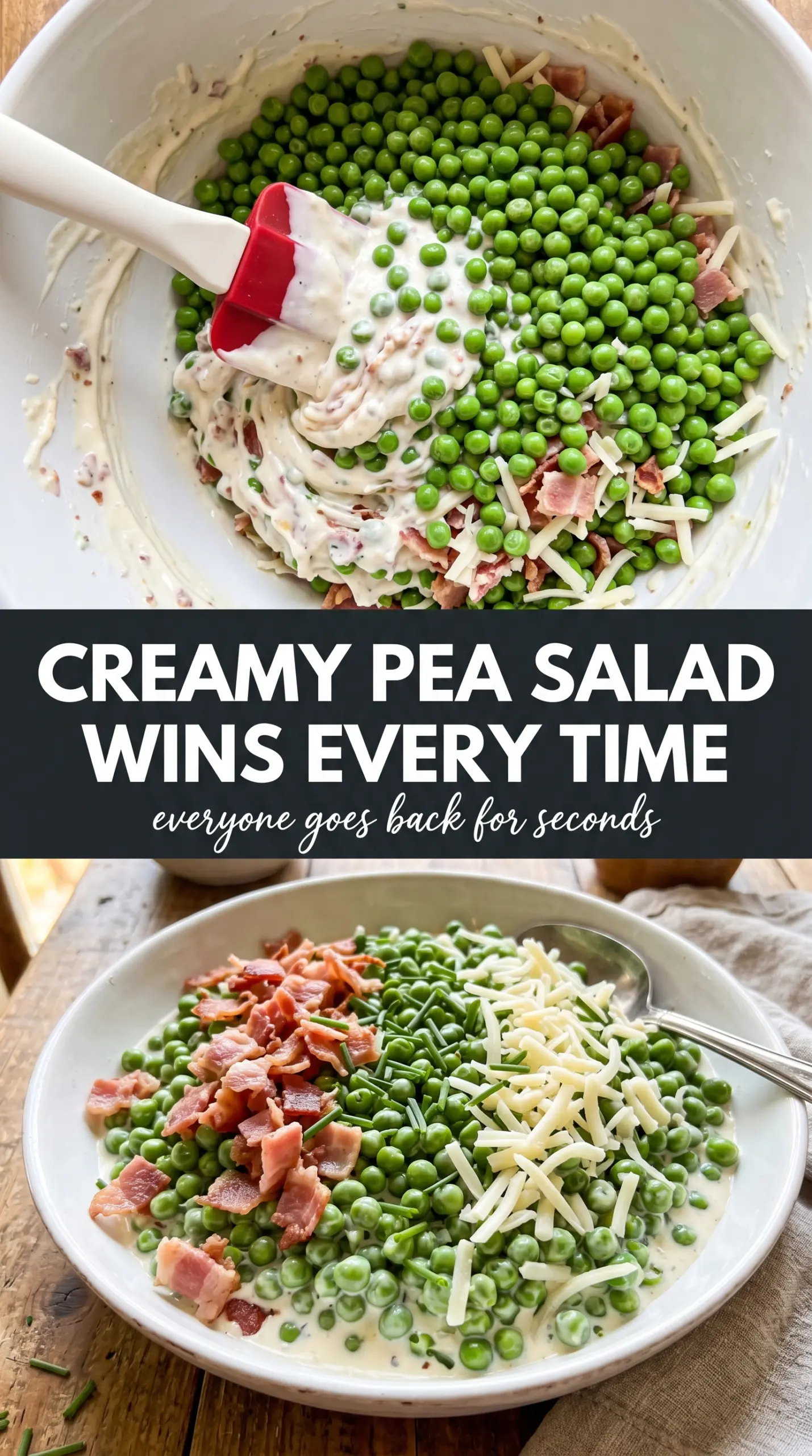 Pea Salad creamy bacon cheddar