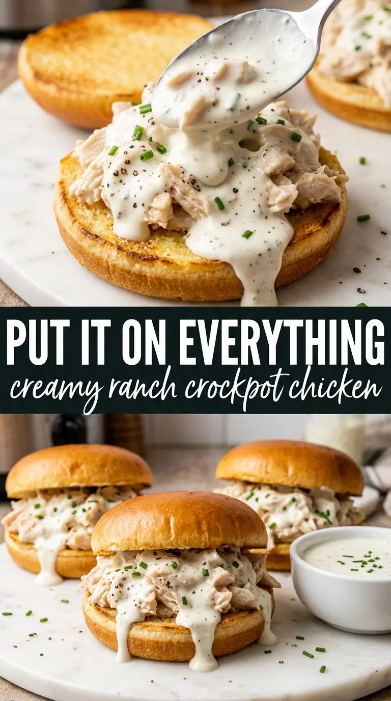 Creamy Ranch Crockpot Chicken creamy ranch shredded chicken