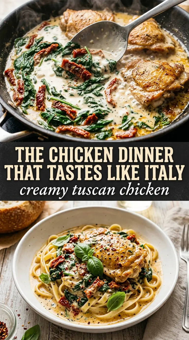 Creamy Tuscan Chicken, silky skillet, sun-dried tomatoes