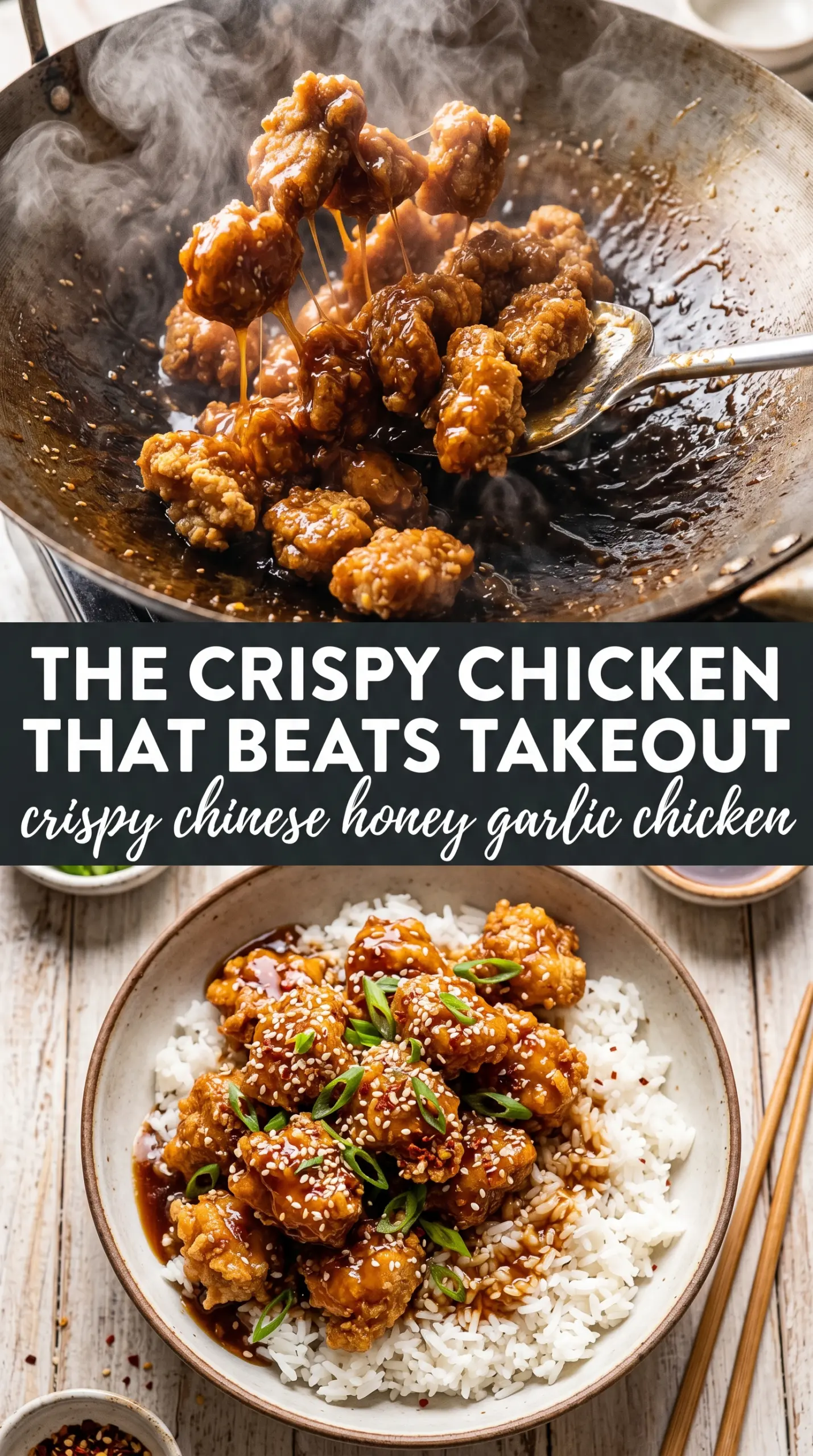 Crispy Chinese honey garlic chicken glossy crispy