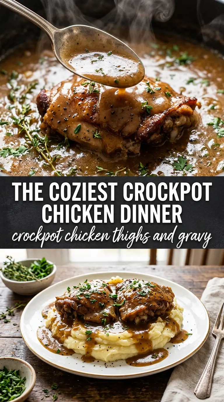 Crockpot Chicken Thighs and Gravy tender savory slow cooker
