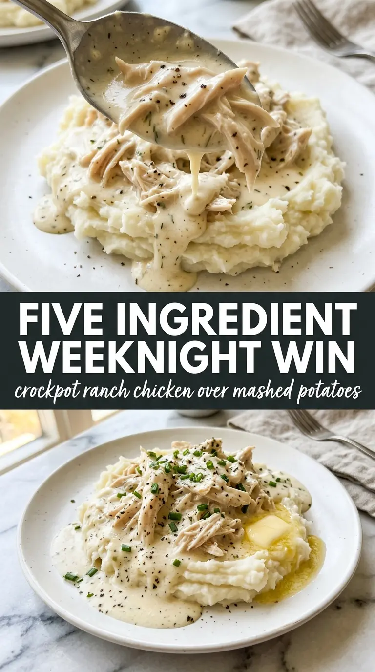 Crockpot Ranch Chicken creamy shredded