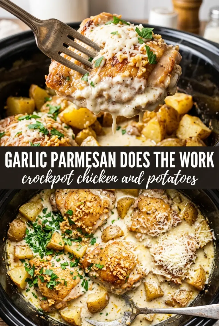 Garlic Parmesan Crockpot Chicken and Potatoes