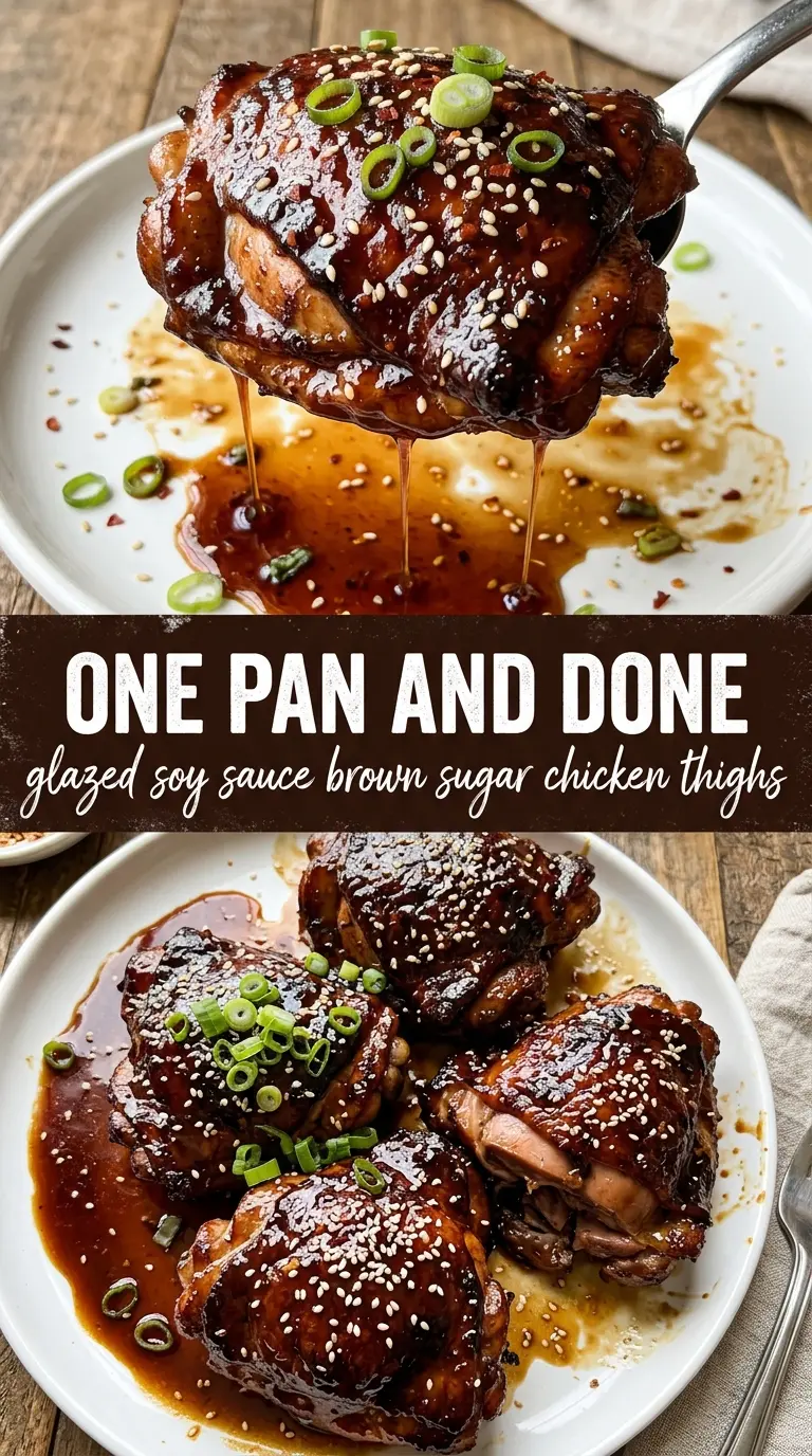 Glazed Soy Sauce Brown Sugar Chicken Thighs sticky caramelized