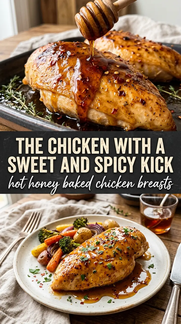 Hot honey baked chicken breasts, sticky glazed, caramelized