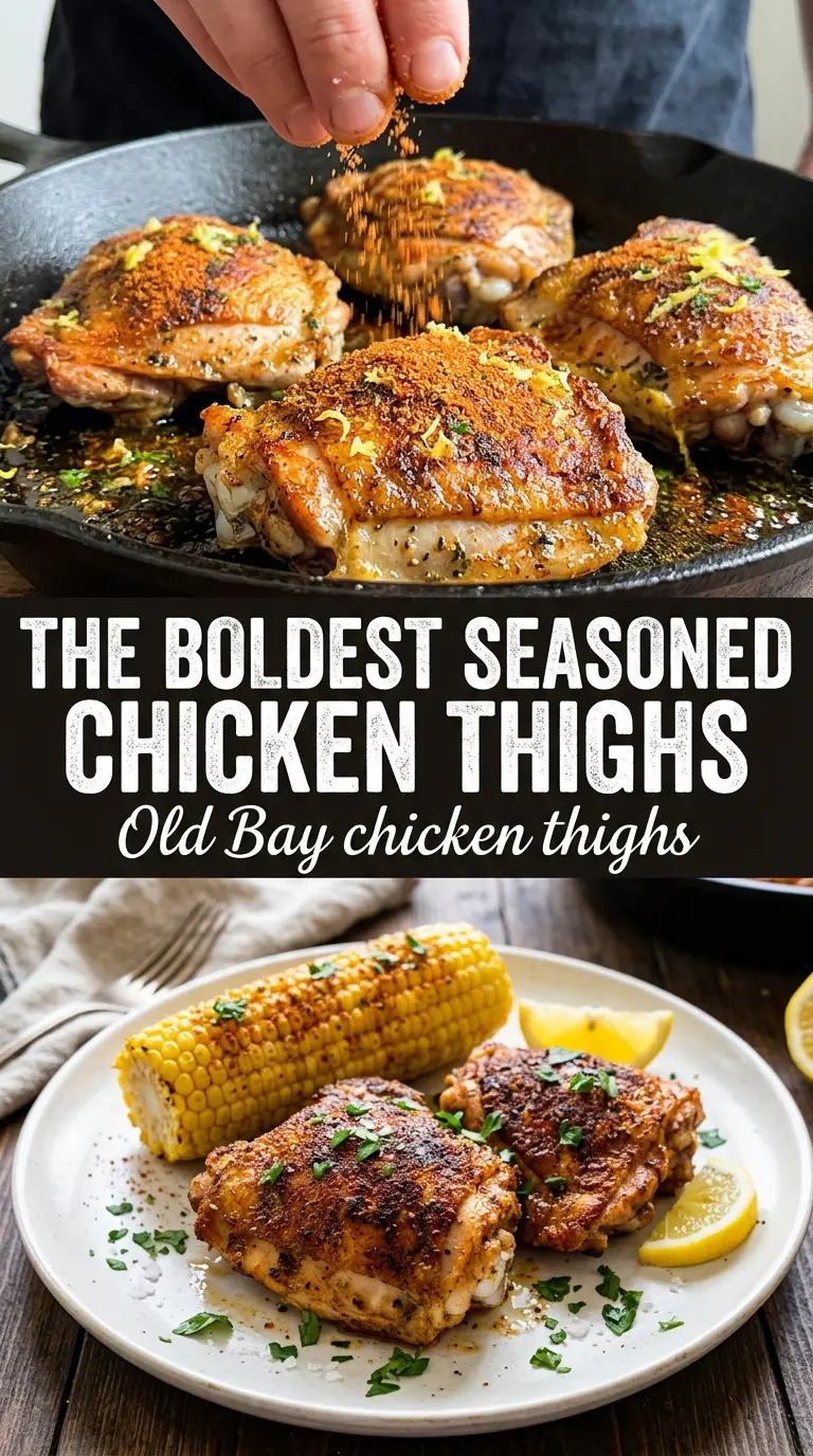 Old Bay Chicken Thighs crispy seasoned