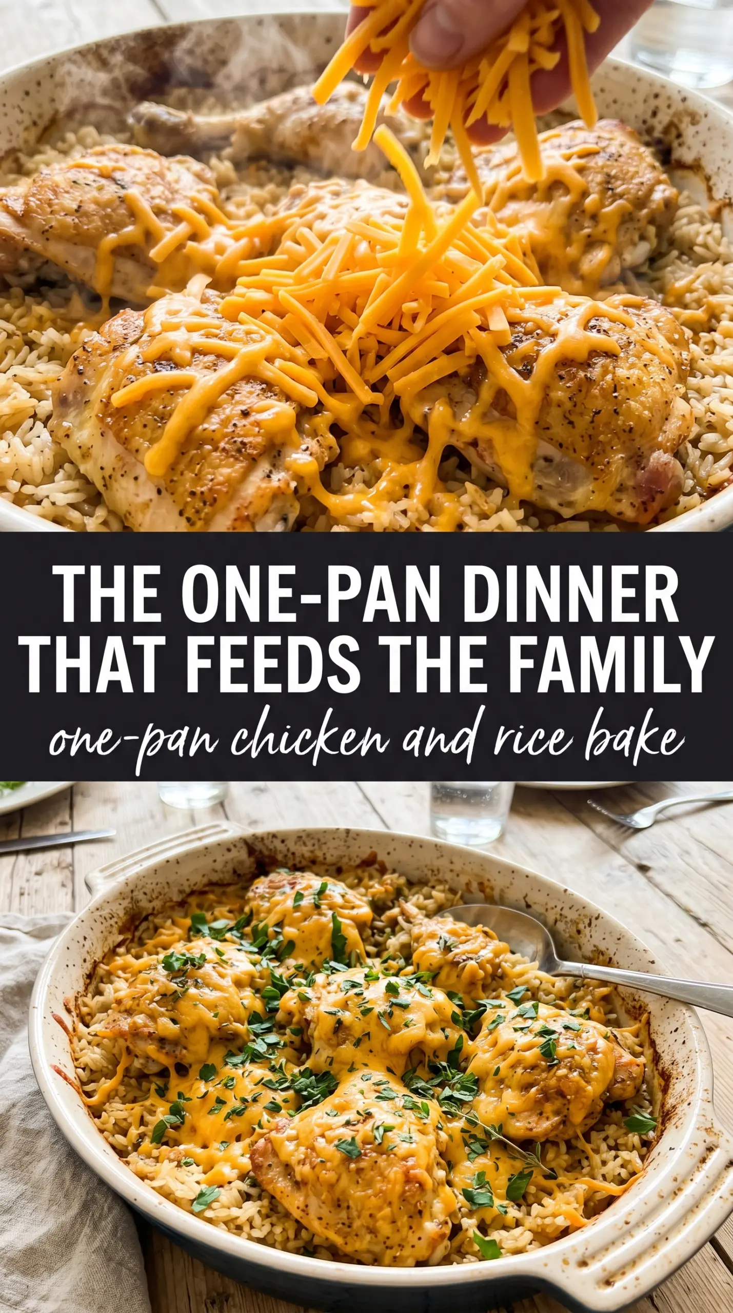 One-Pan Chicken and Rice Bake golden chicken fluffy rice