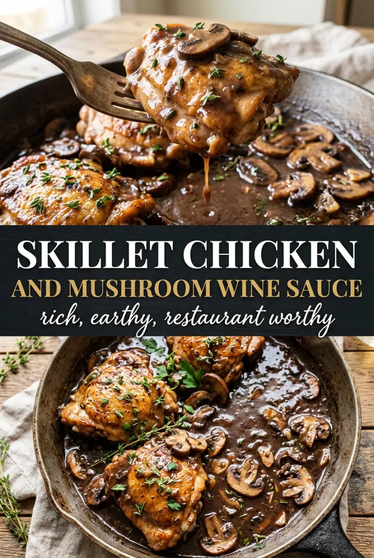 Skillet Chicken and Mushroom Wine Sauce