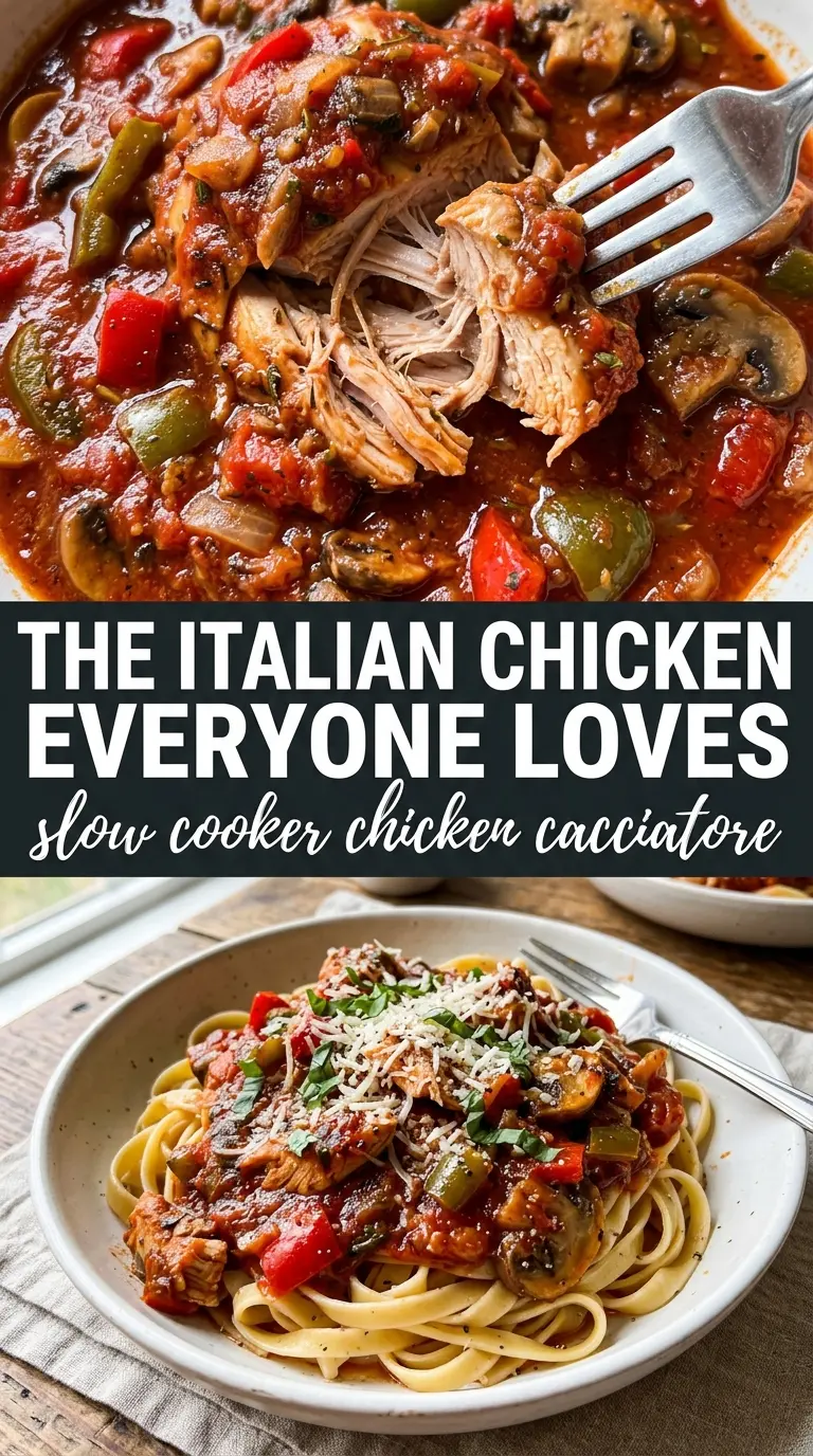 Slow Cooker Chicken Cacciatore rustic tomato sauce mushrooms peppers