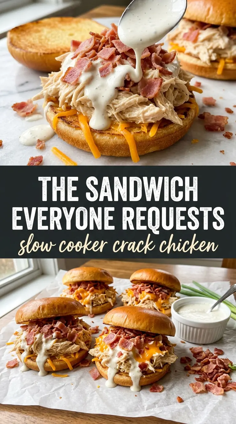 Slow Cooker Crack Chicken creamy bacon cheddar