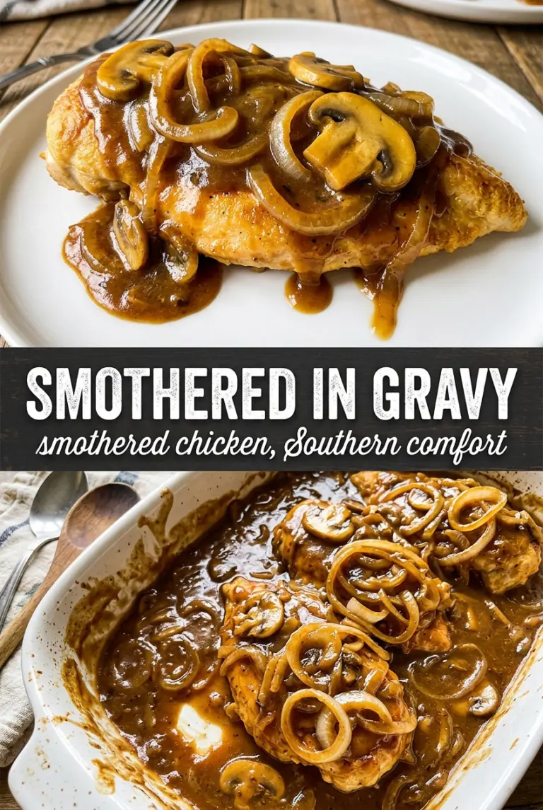 Smothered Chicken with Onion Mushroom Gravy