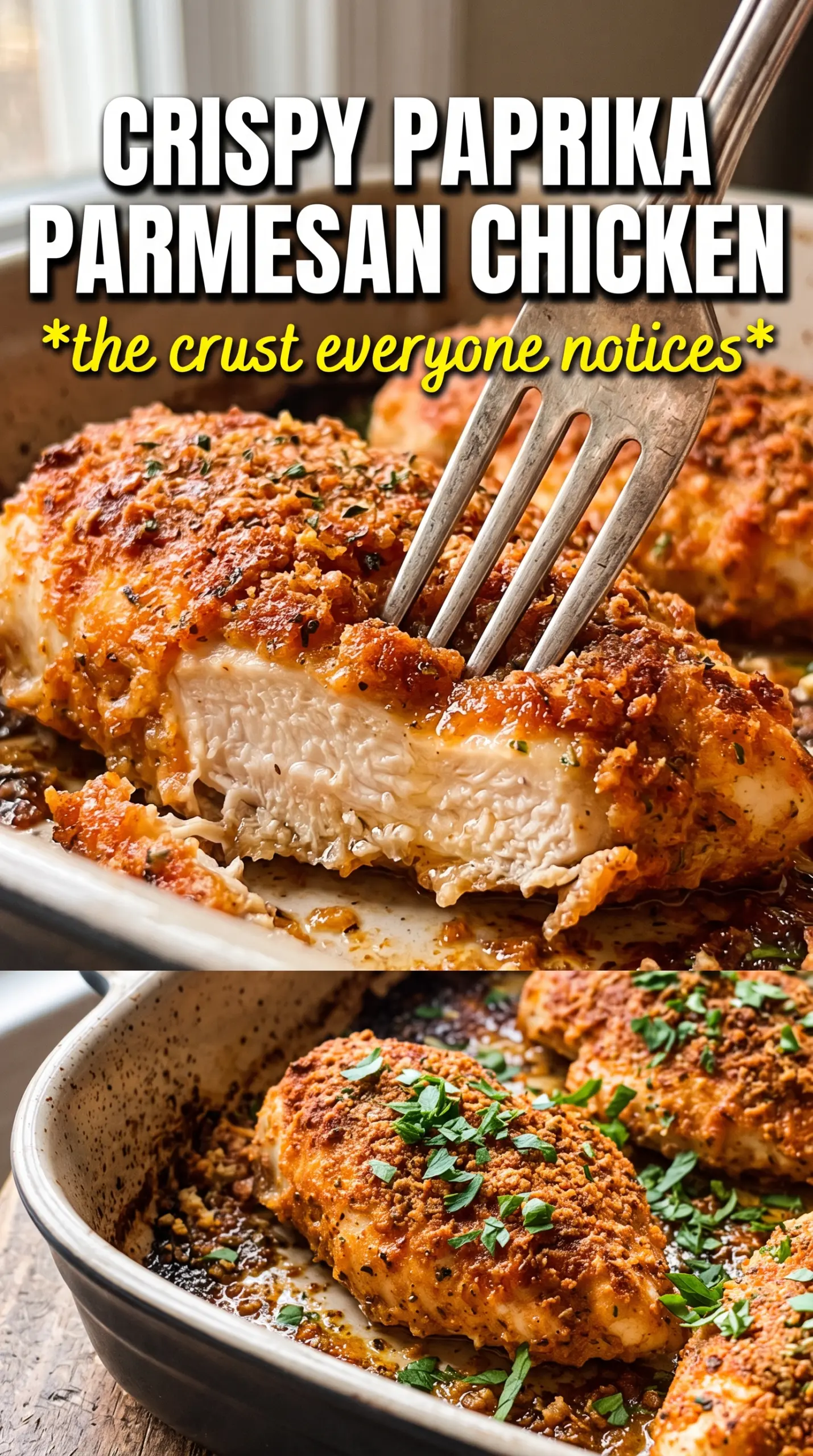 Baked Paprika Parmesan Chicken crispy paprika crust