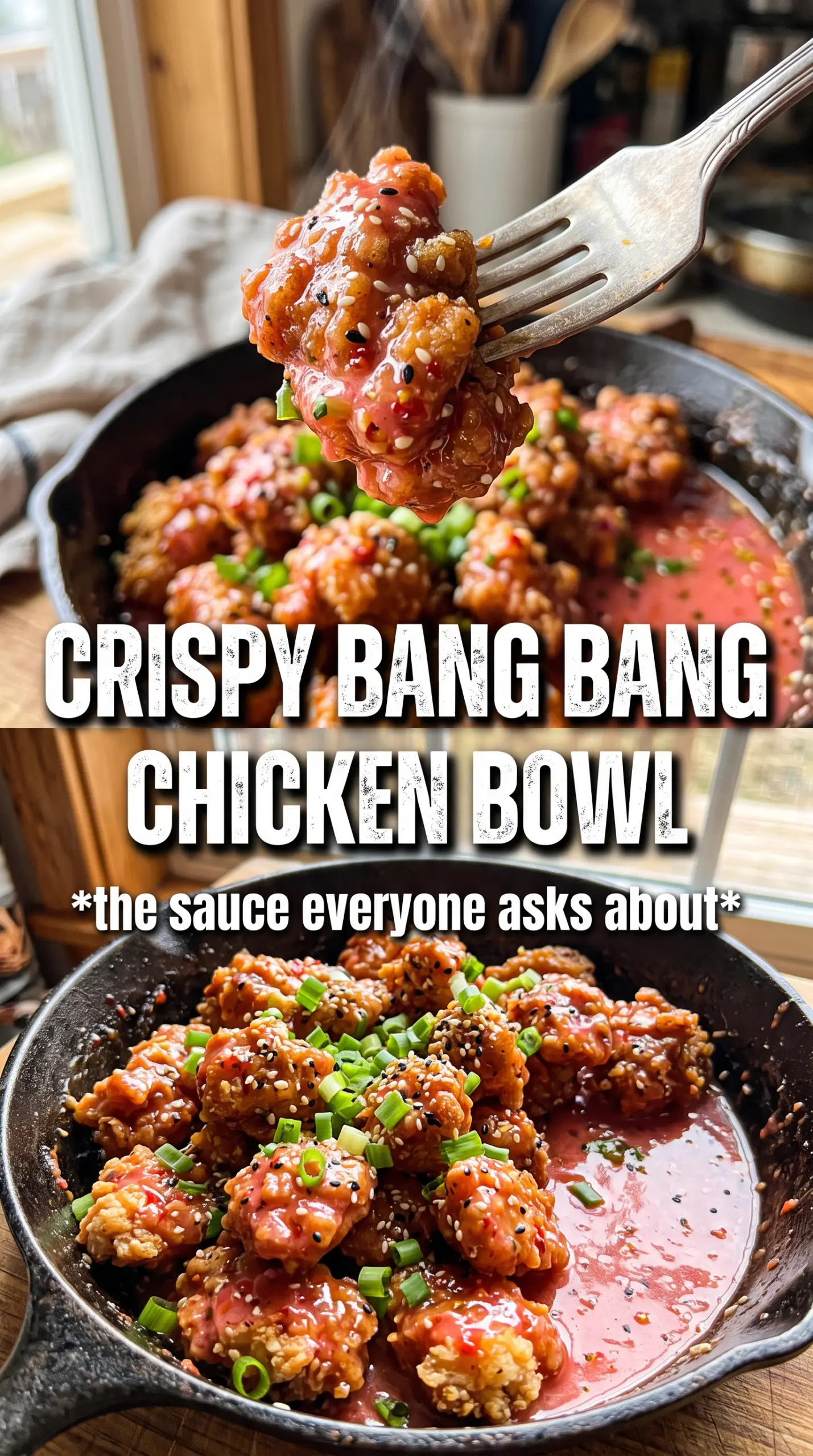 Bang Bang Chicken Bowl crispy saucy colorful