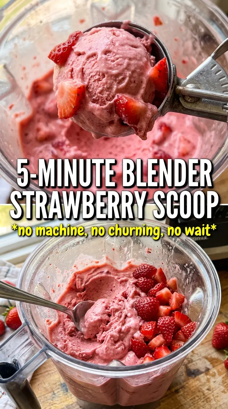 Blender Strawberry Ice Cream creamy pink frozen dessert