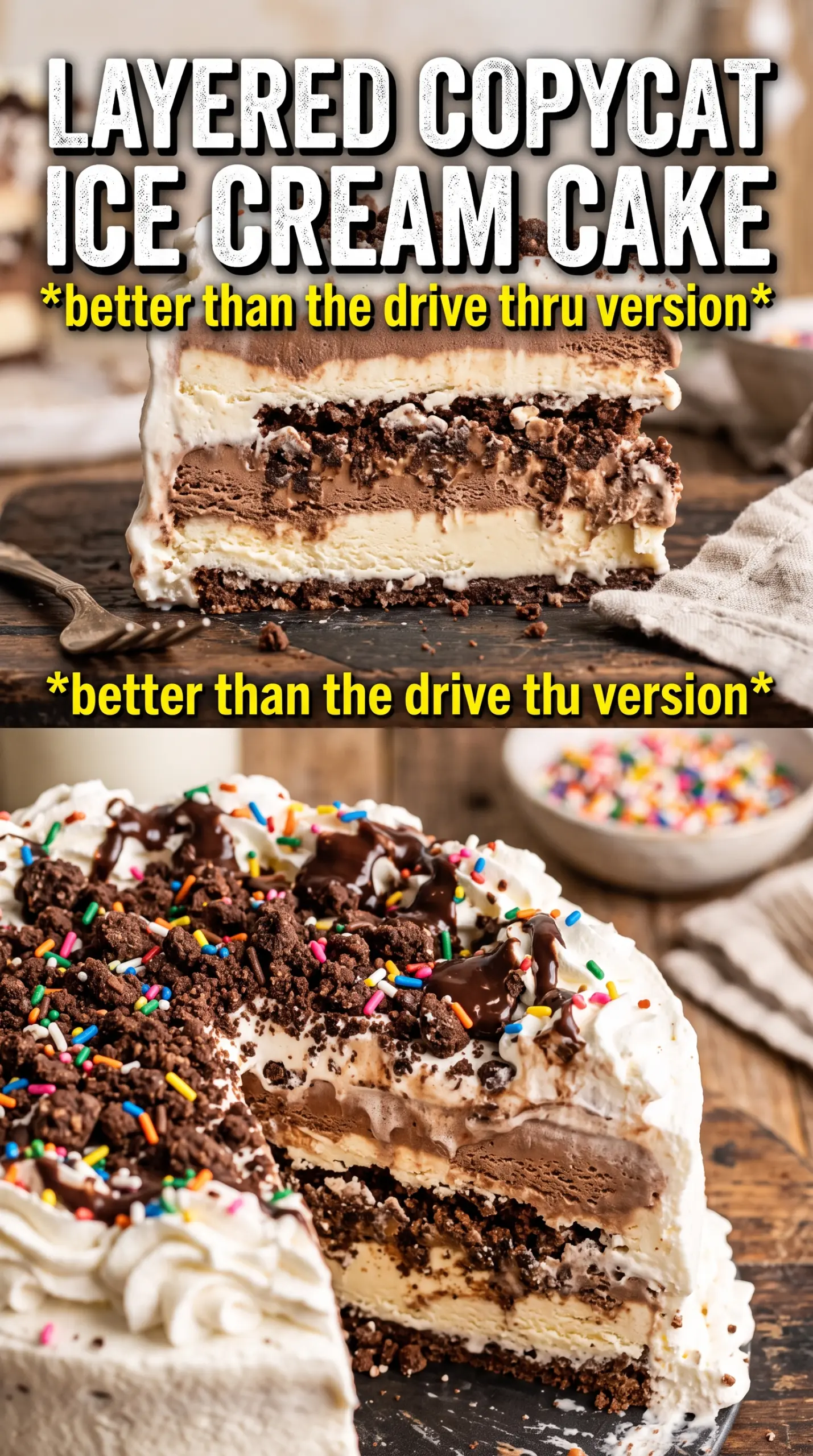Copycat Dairy Queen Ice Cream Cake layered Oreo crunch dessert