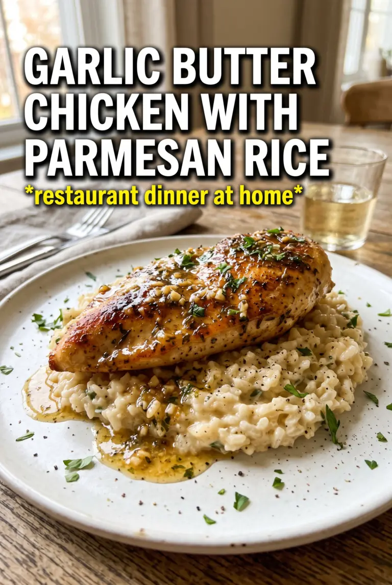 Garlic Butter Chicken with Parmesan Rice