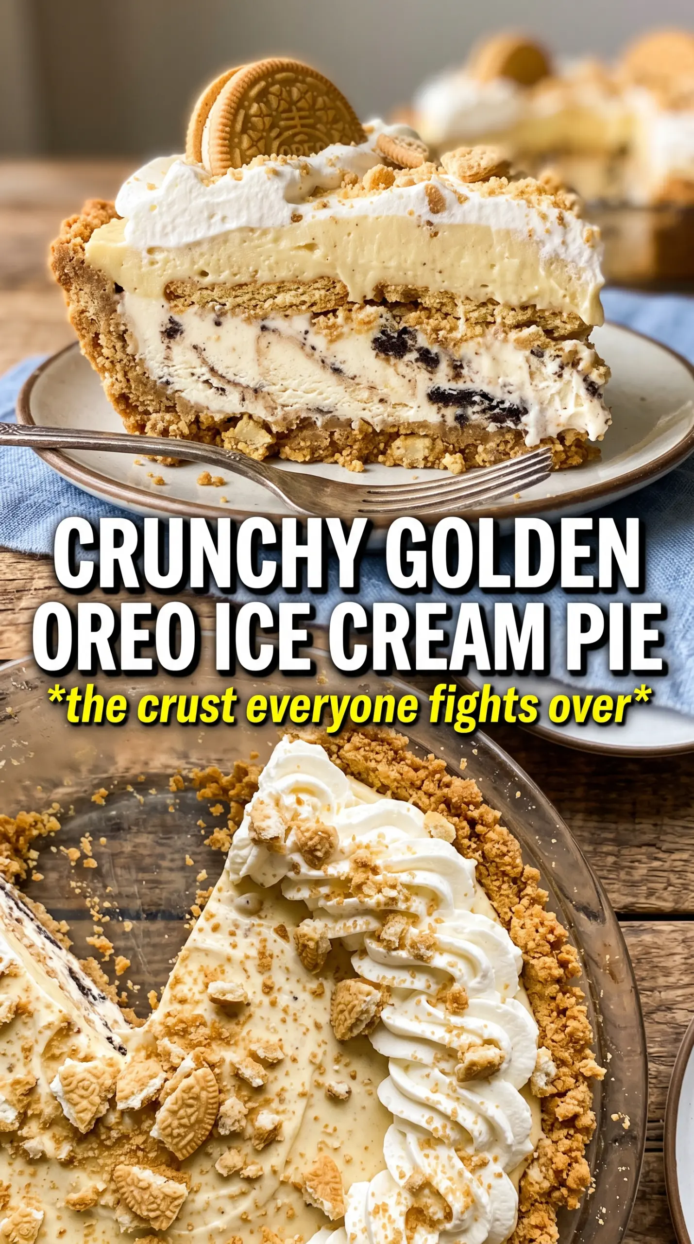 Golden Oreo Ice Cream Pie creamy caramel no-bake