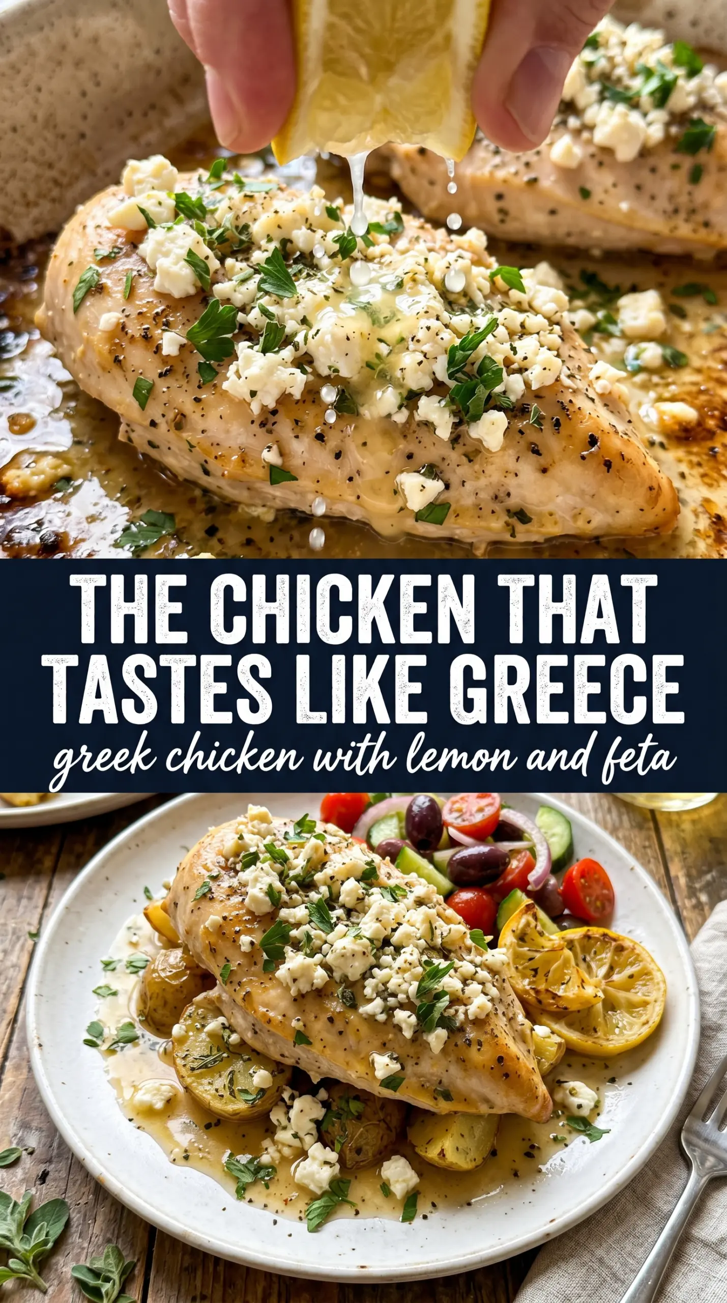 Greek Chicken with Lemon and Feta lemony herb roasted chicken