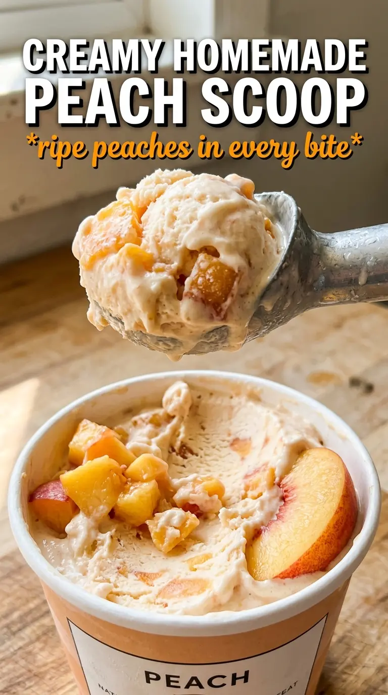 Homemade Peach Ice Cream creamy peachy custard