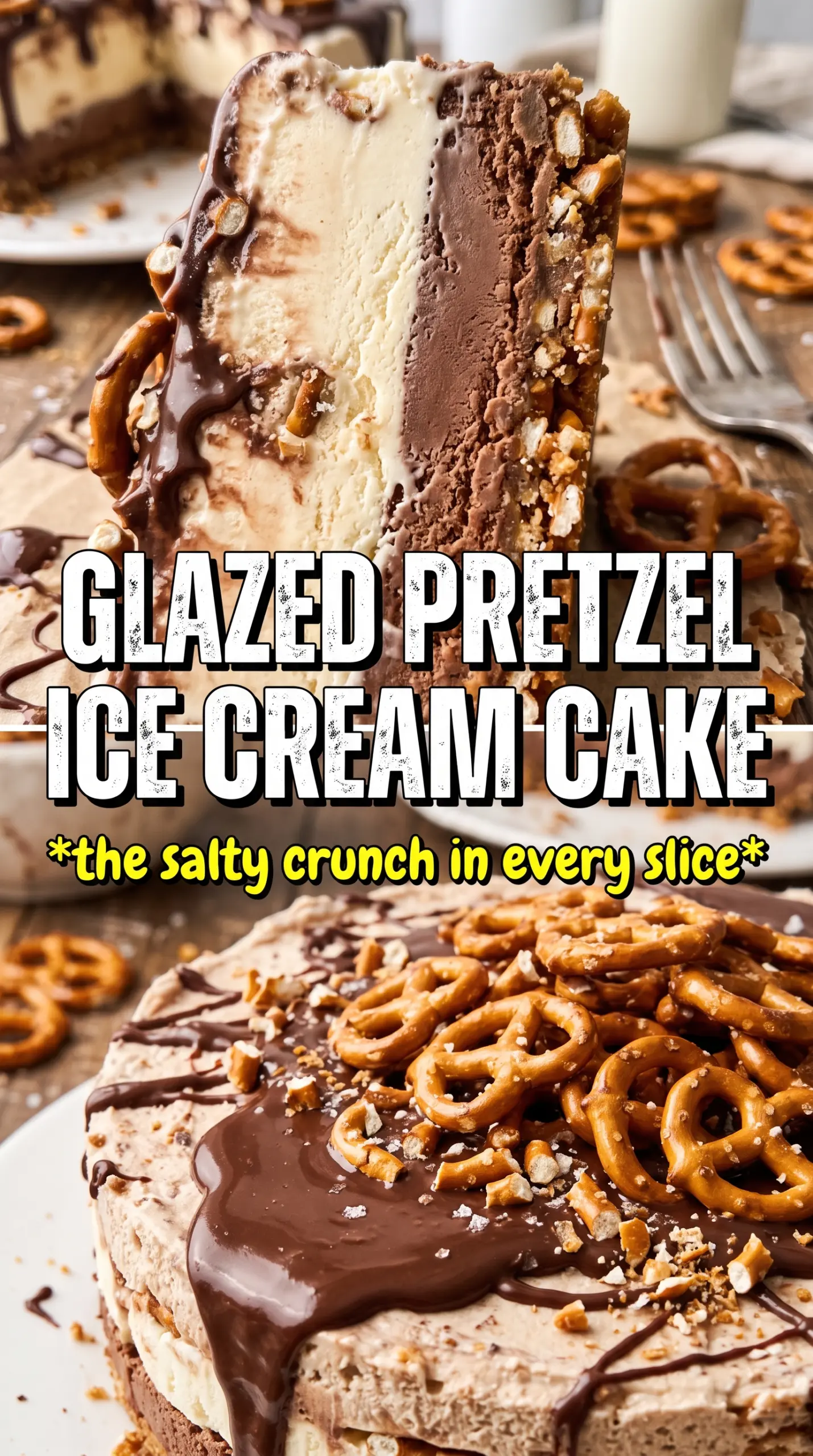 Ice Cream Pretzel Cake salty sweet layers