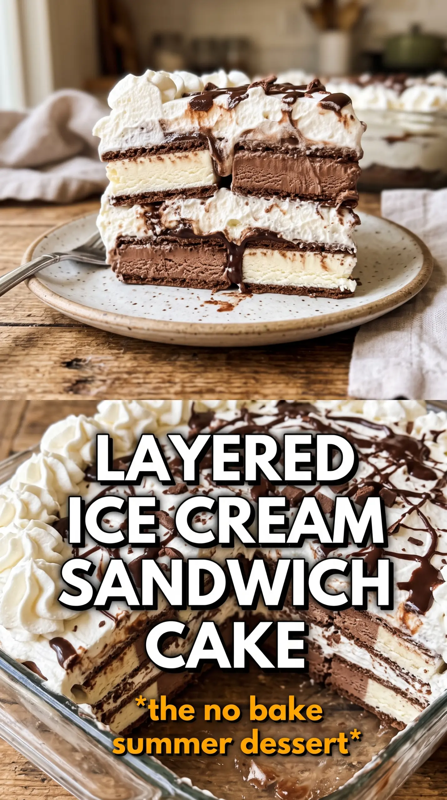 Ice Cream Sandwich Cake layered frozen dessert