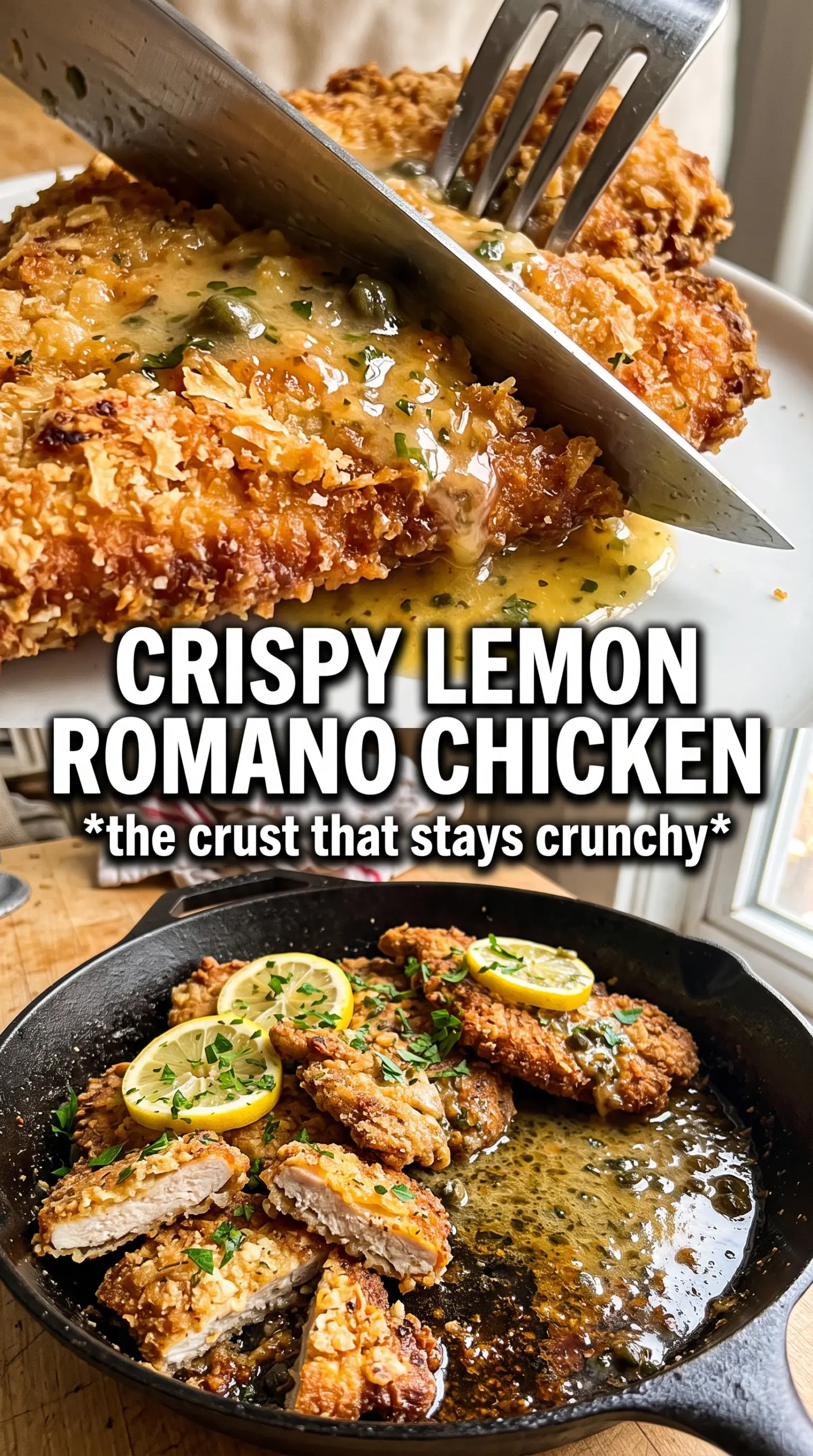 Lemon Chicken Romano crispy lemon chicken Pecorino crust