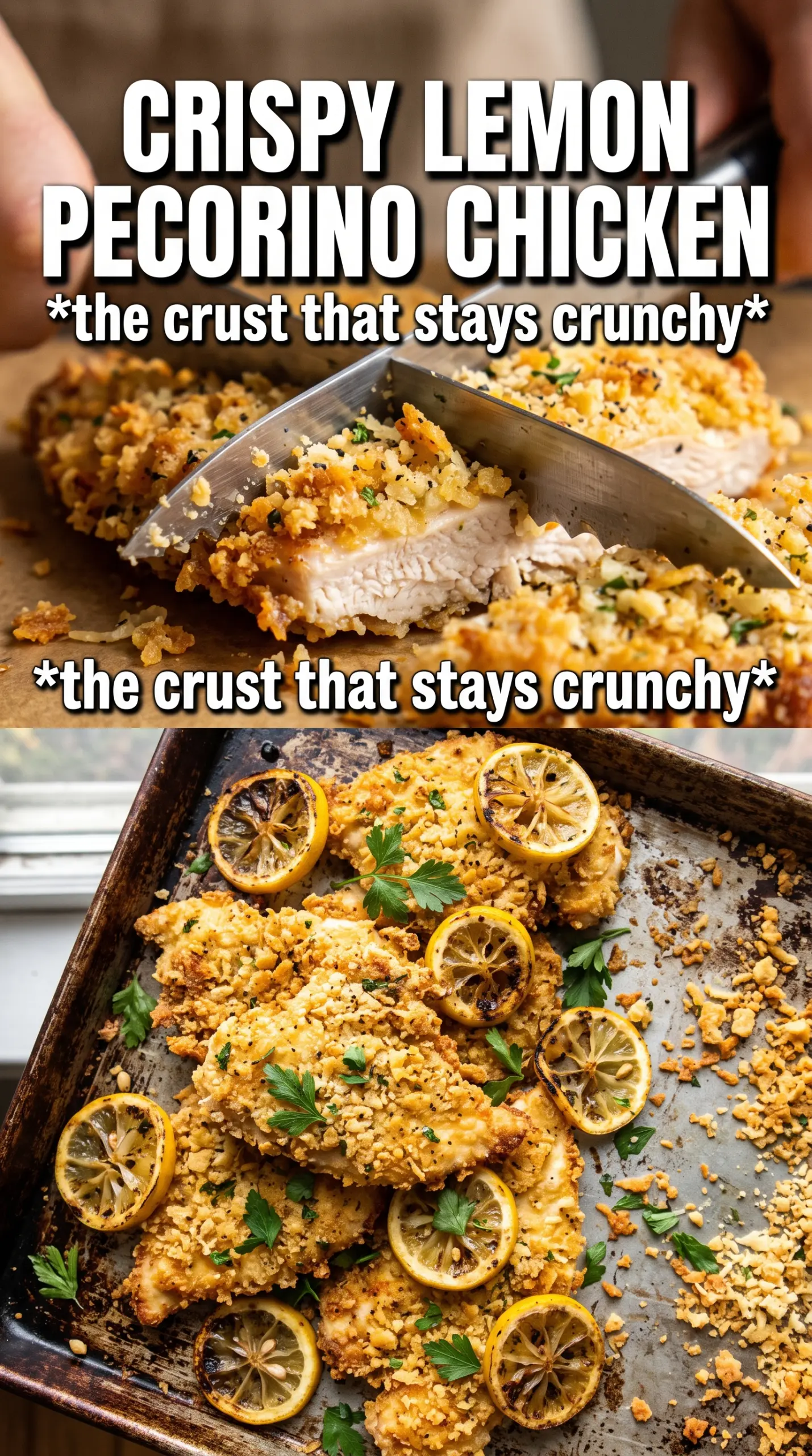 Lemon Pecorino Crusted Chicken crispy citrus cheese crust