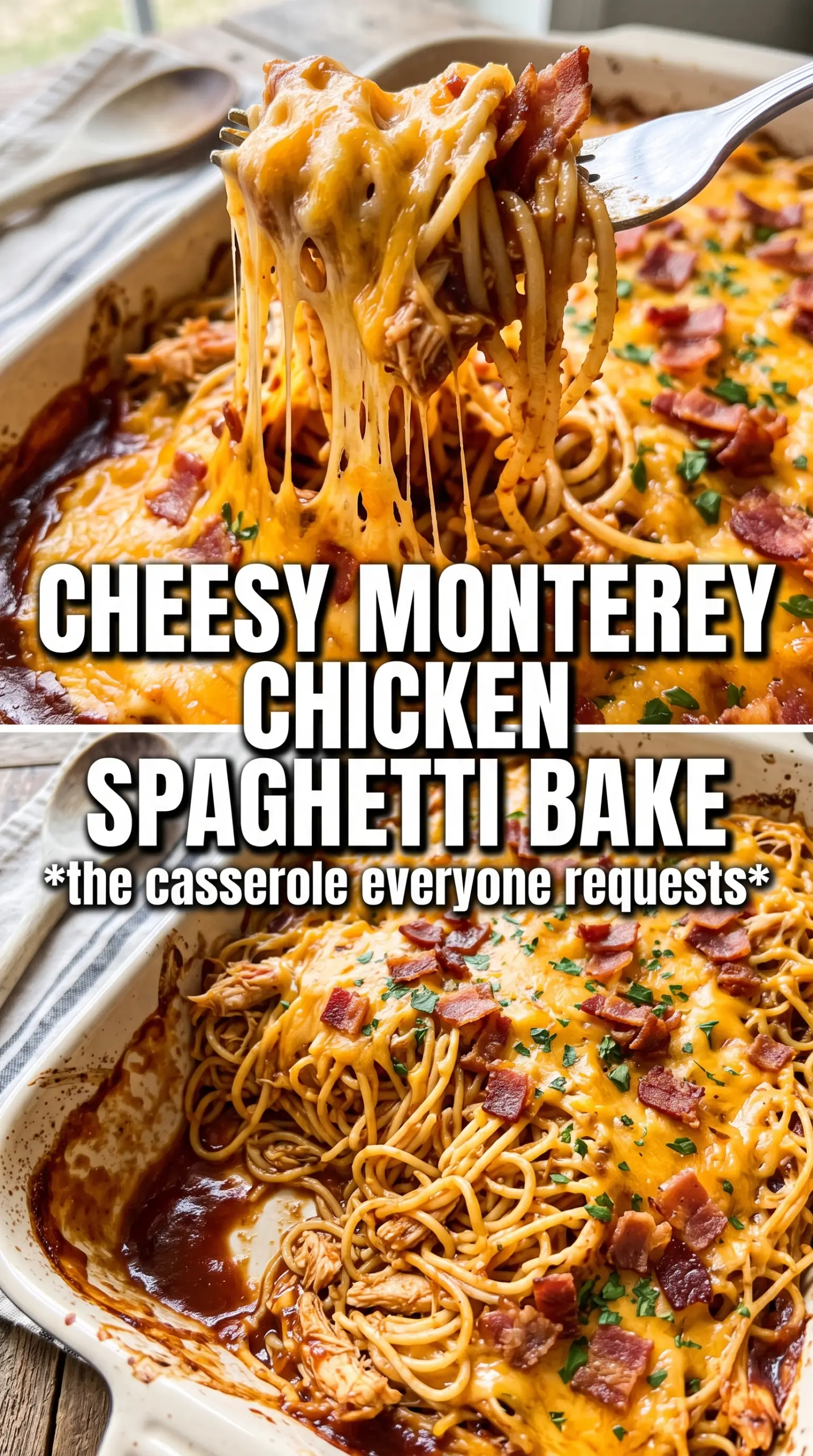 Monterey chicken spaghetti creamy cheesy casserole